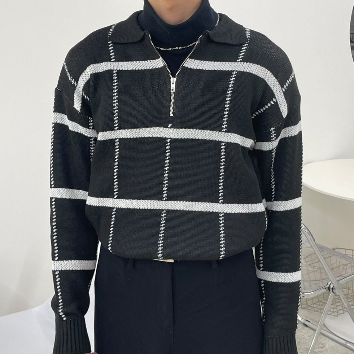 カジュアルルーズジップニット Ot4530