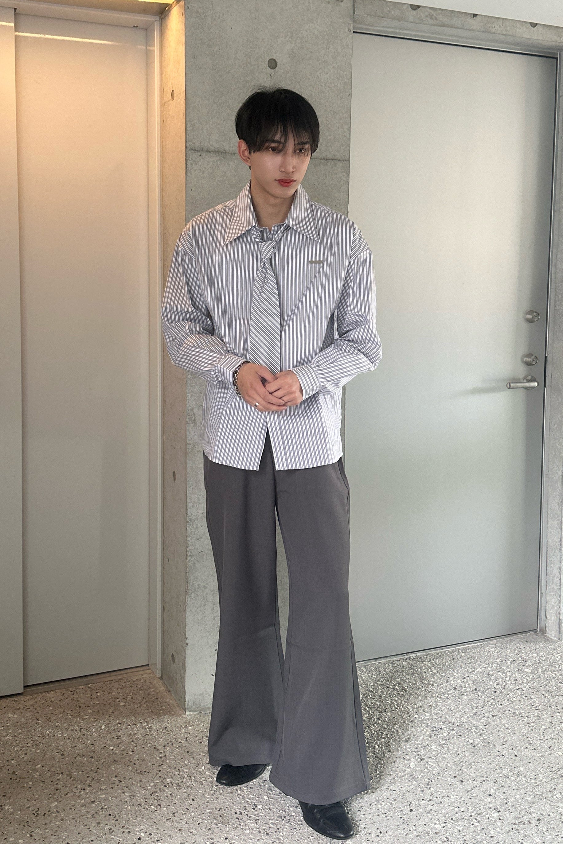 コリアンストライプボウタイシャツ Ot20025