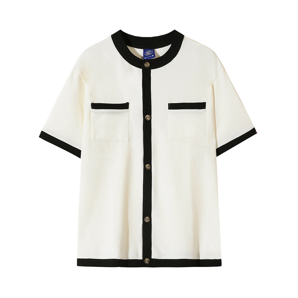 【3日間限定復活】トレンドバイカラーボタンTシャツ Ot20002