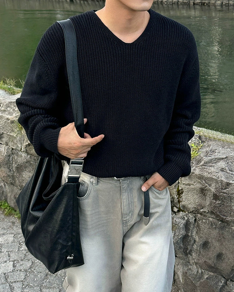 Vネックカジュアルニットシャツ Ot20120