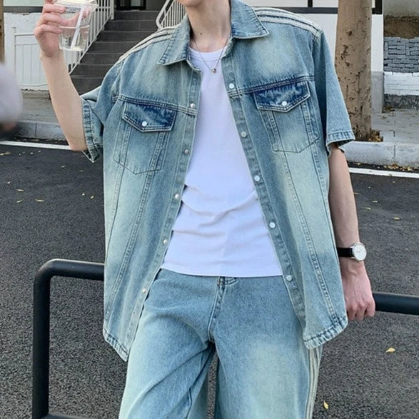 ラインデザインデニムセットアップ Ot4752