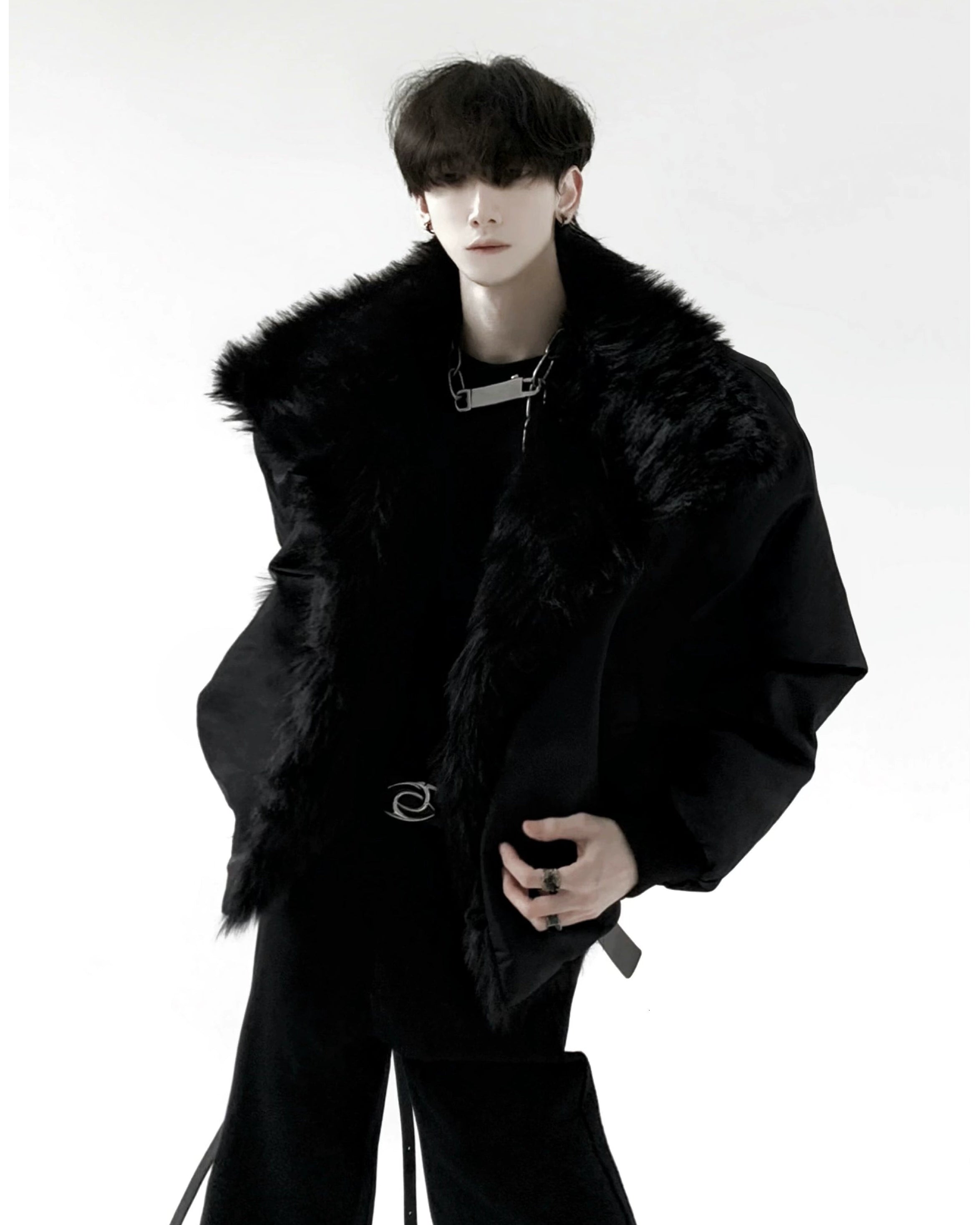 ブラックファーダウンジャケット Ot30040