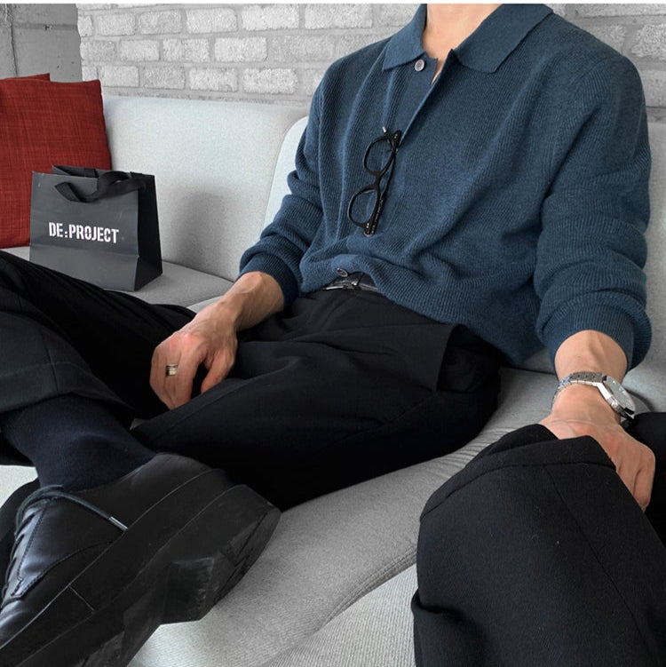 コリアンシンプルニットポロシャツ Ot4840