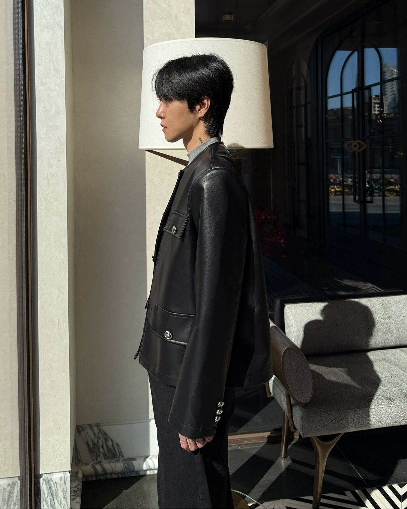 ノーカラーレザージャケット Ot30007