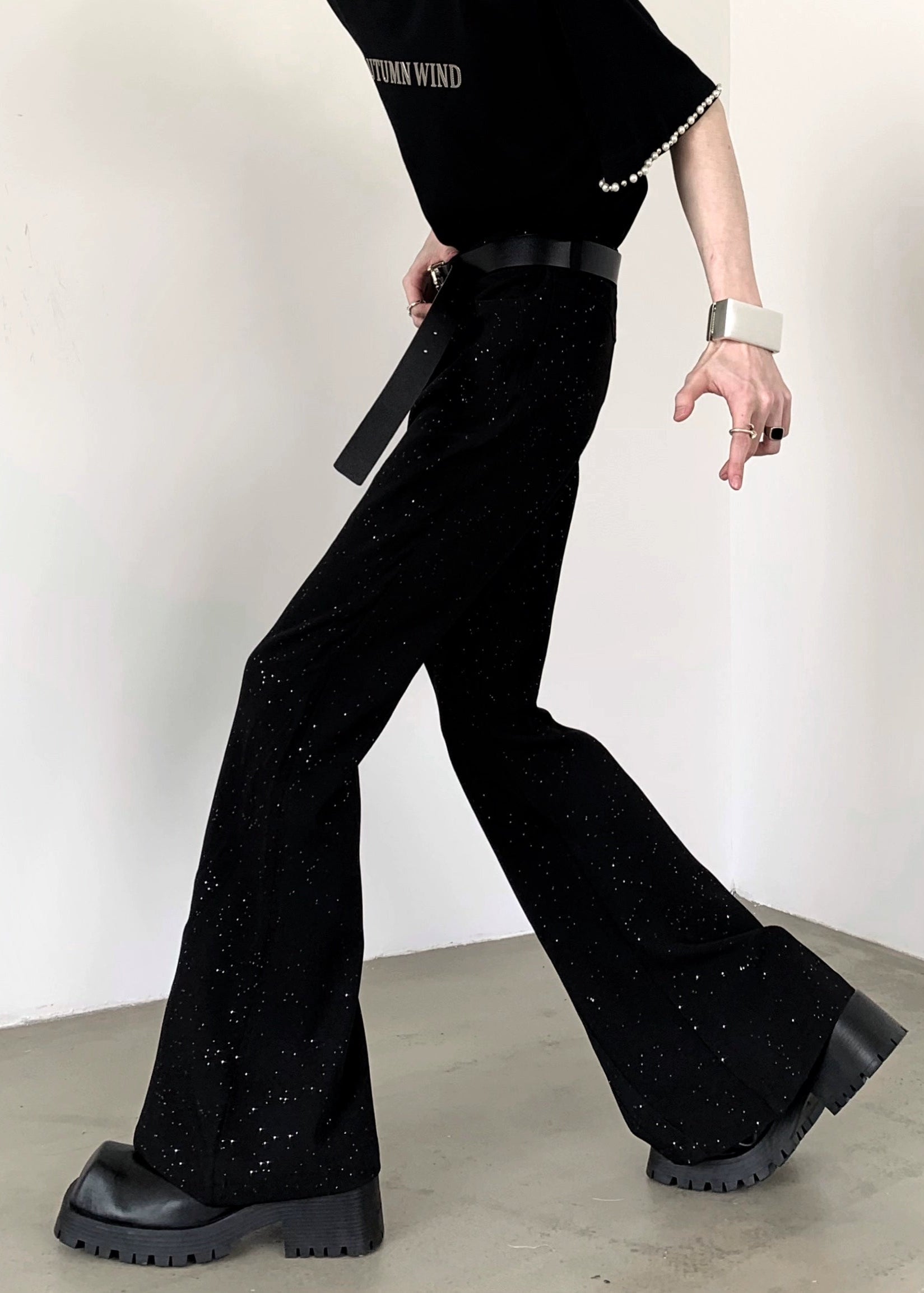 ラメスリムフレアパンツ Ot11717