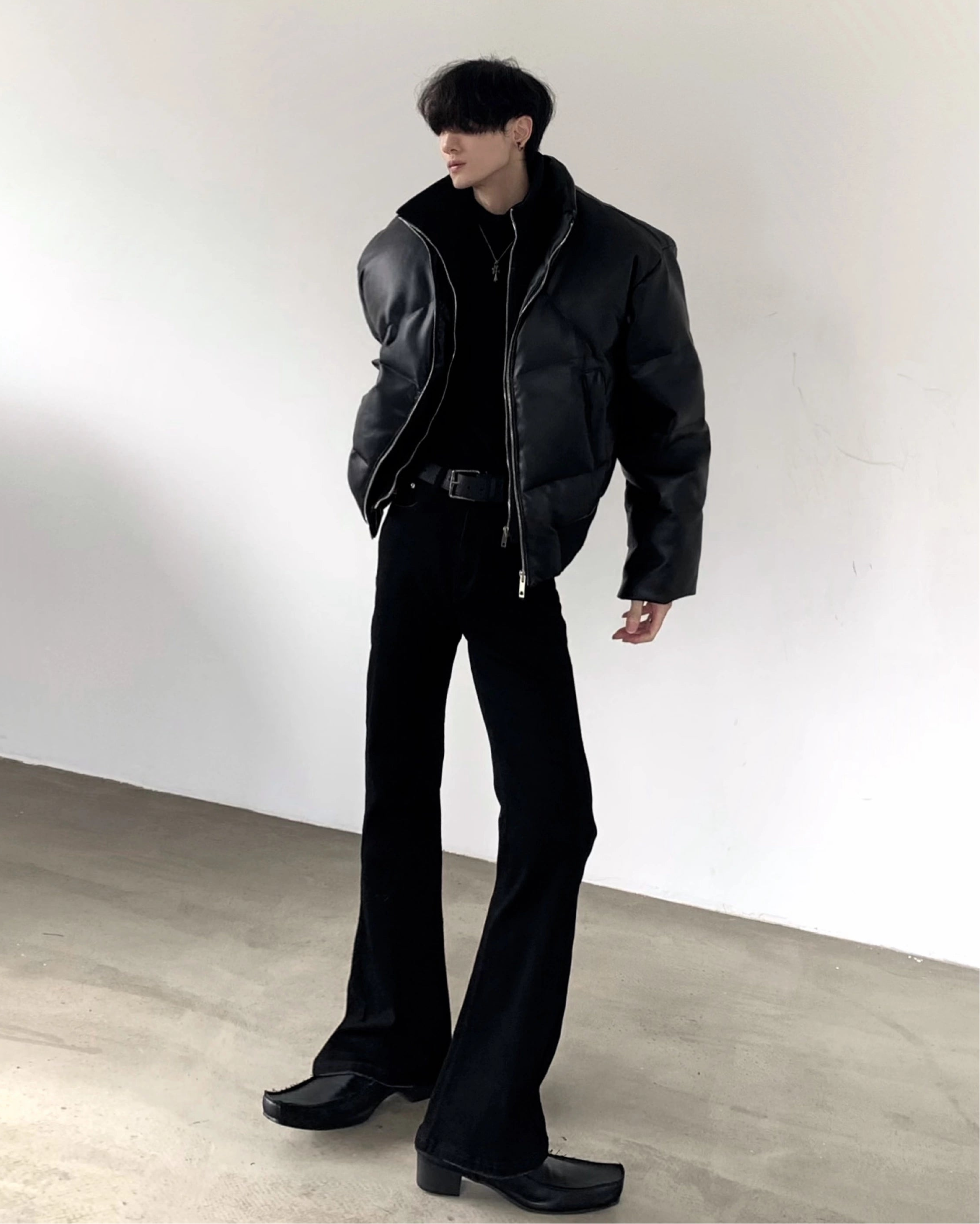 レザースタンドダウンジャケット Ot30039