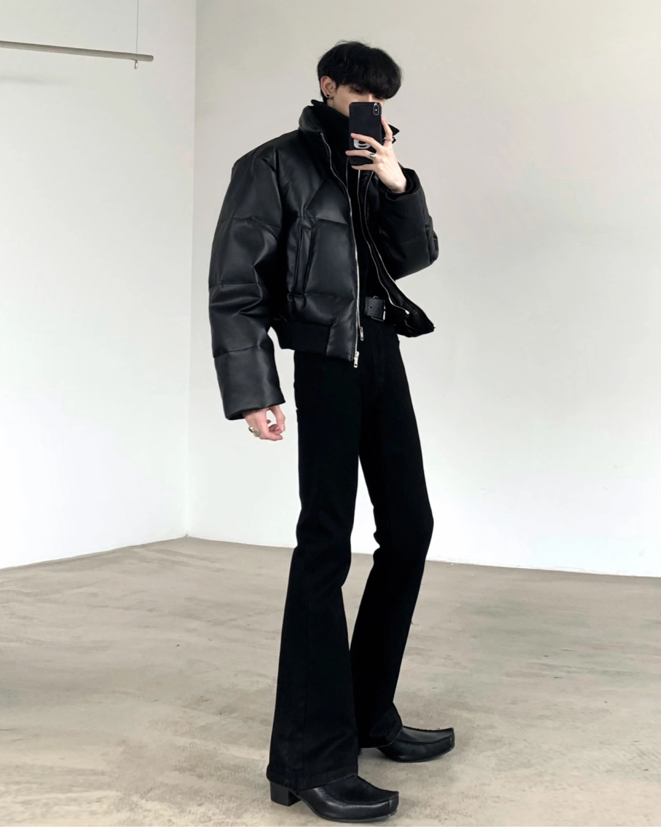 レザースタンドダウンジャケット Ot30039