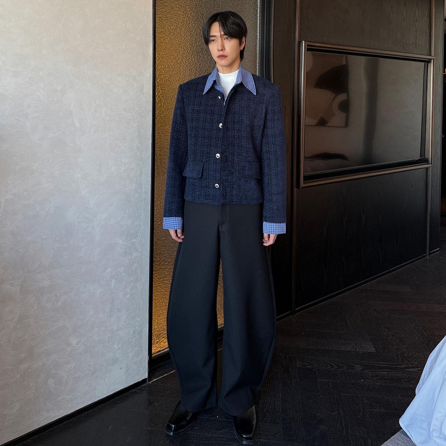 blue check tweed jacket Ot30002