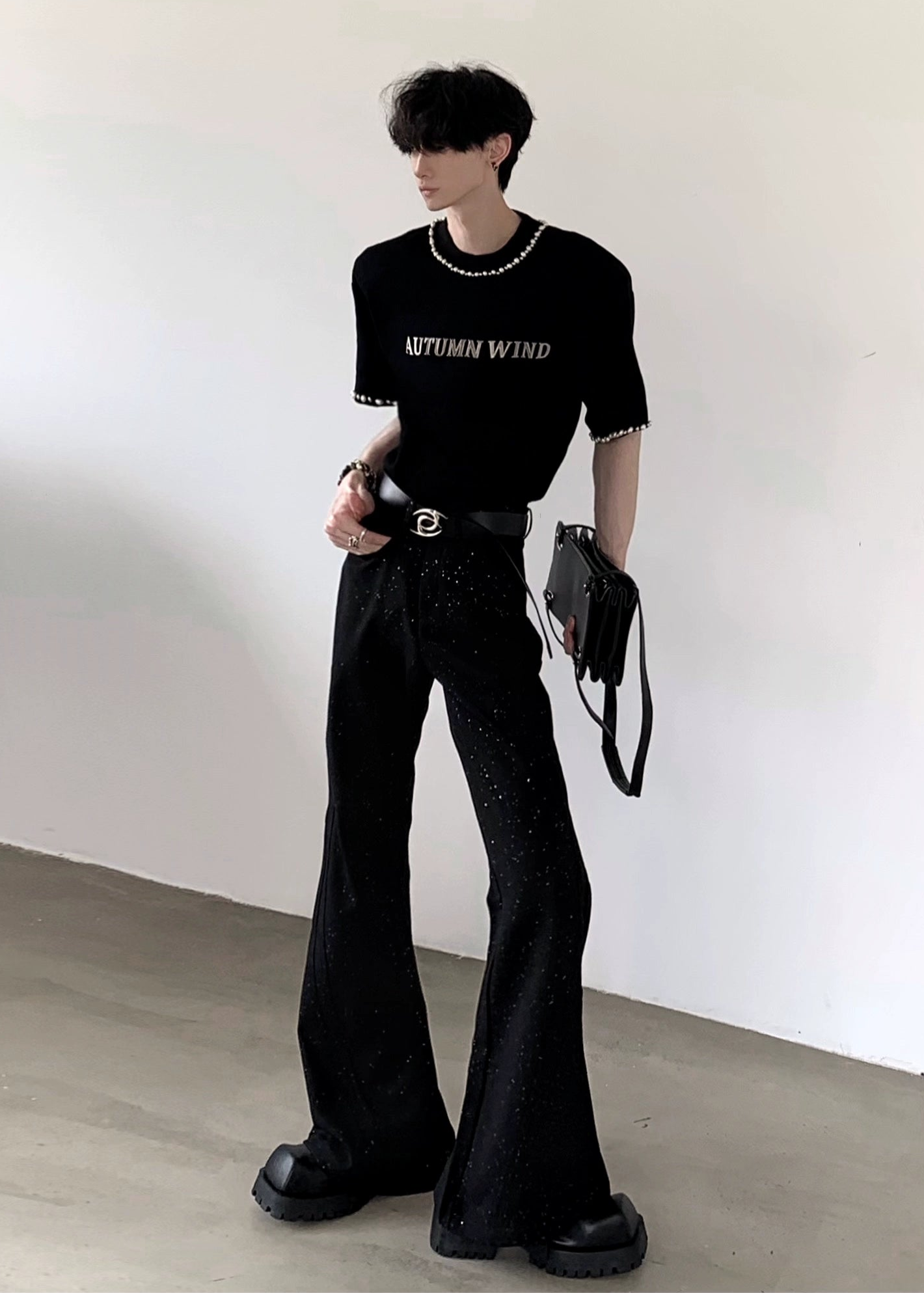 ラメスリムフレアパンツ Ot11717