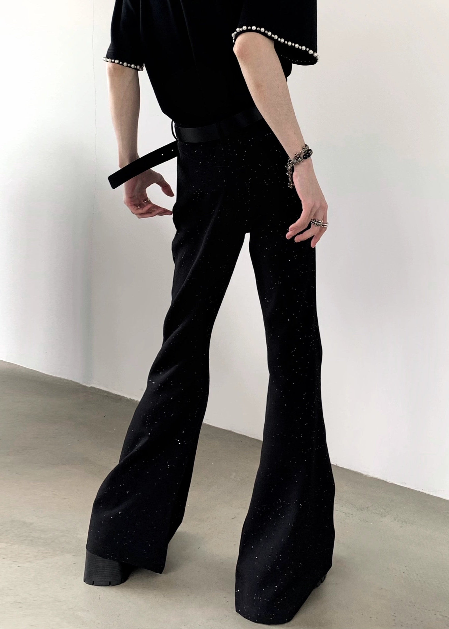 ラメスリムフレアパンツ Ot11717