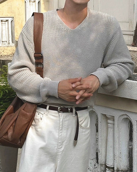 Vネックカジュアルニットシャツ Ot20120