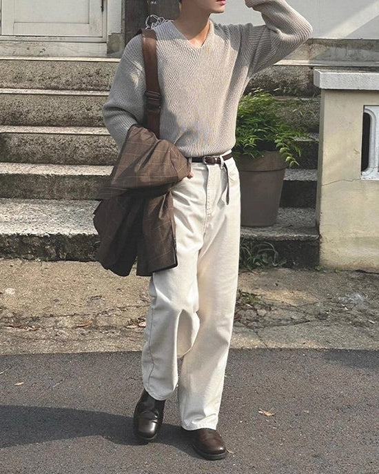 Vネックカジュアルニットシャツ Ot20120