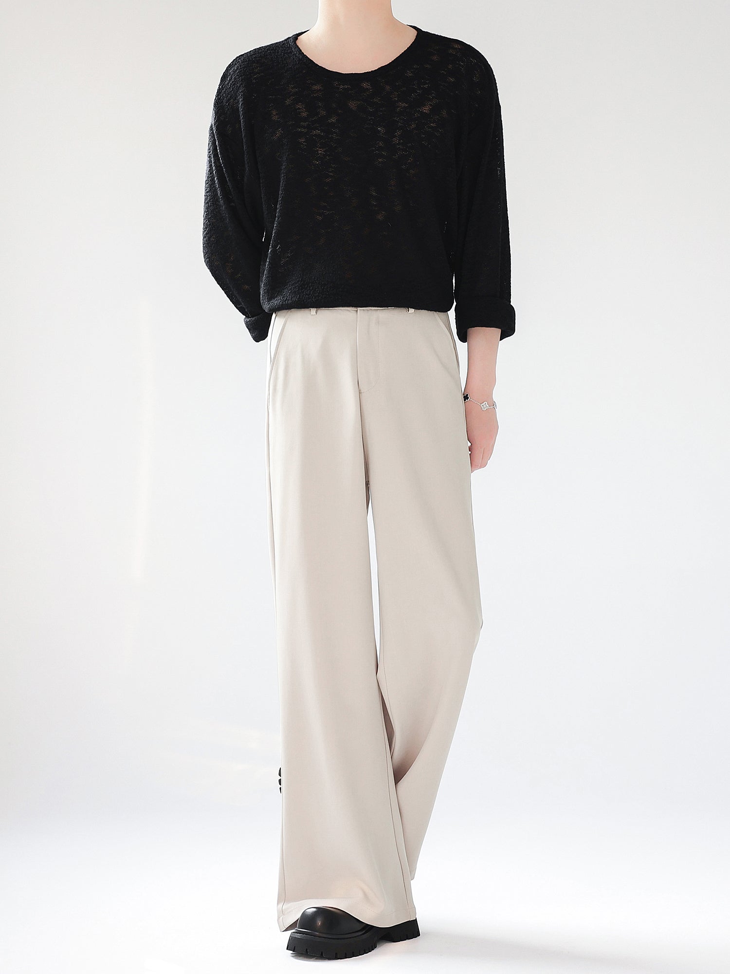 シンプルワイドレッグスラックス Ot11704