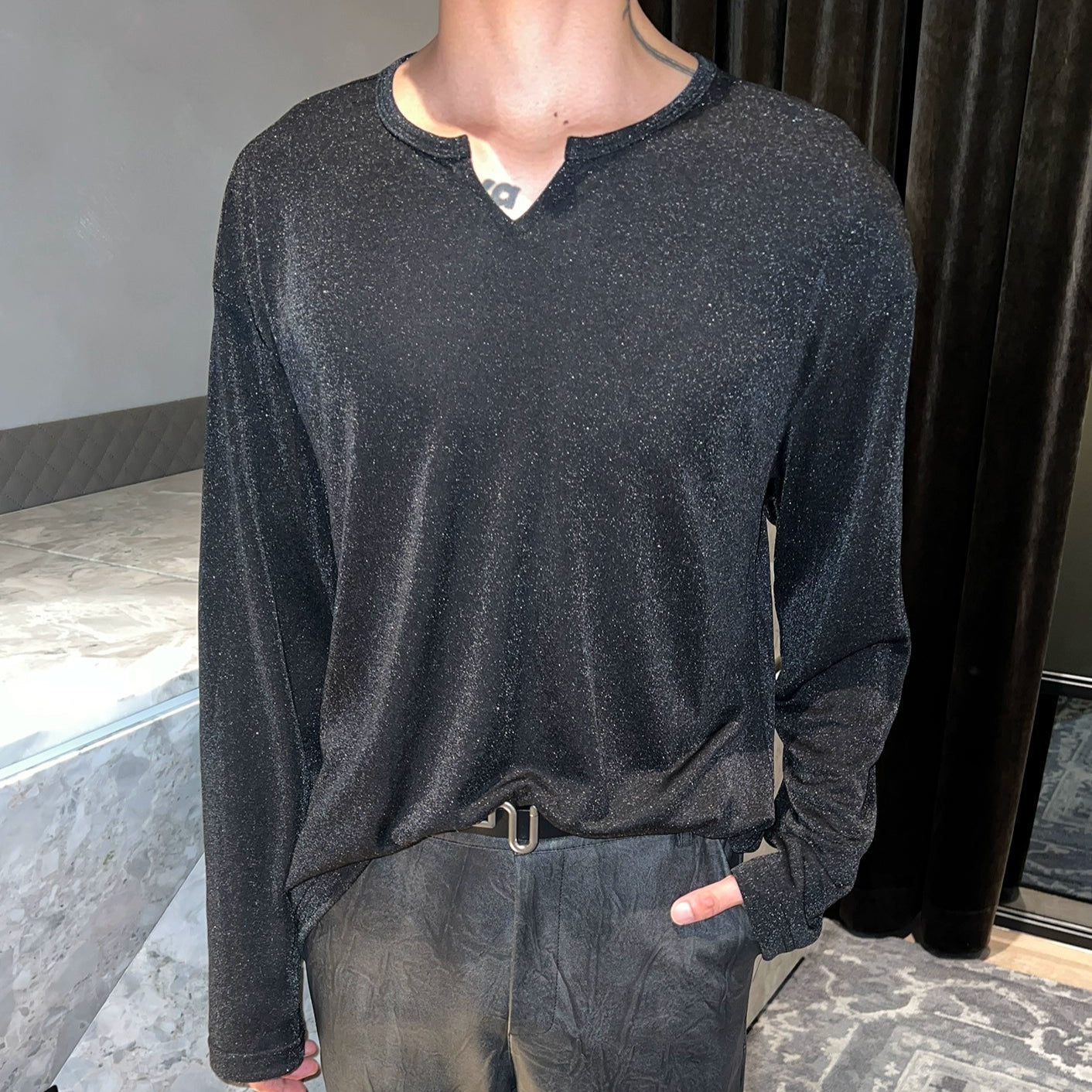 Vネックラメルーズトップス Ot20033 | 韓国ファッションメンズ通販