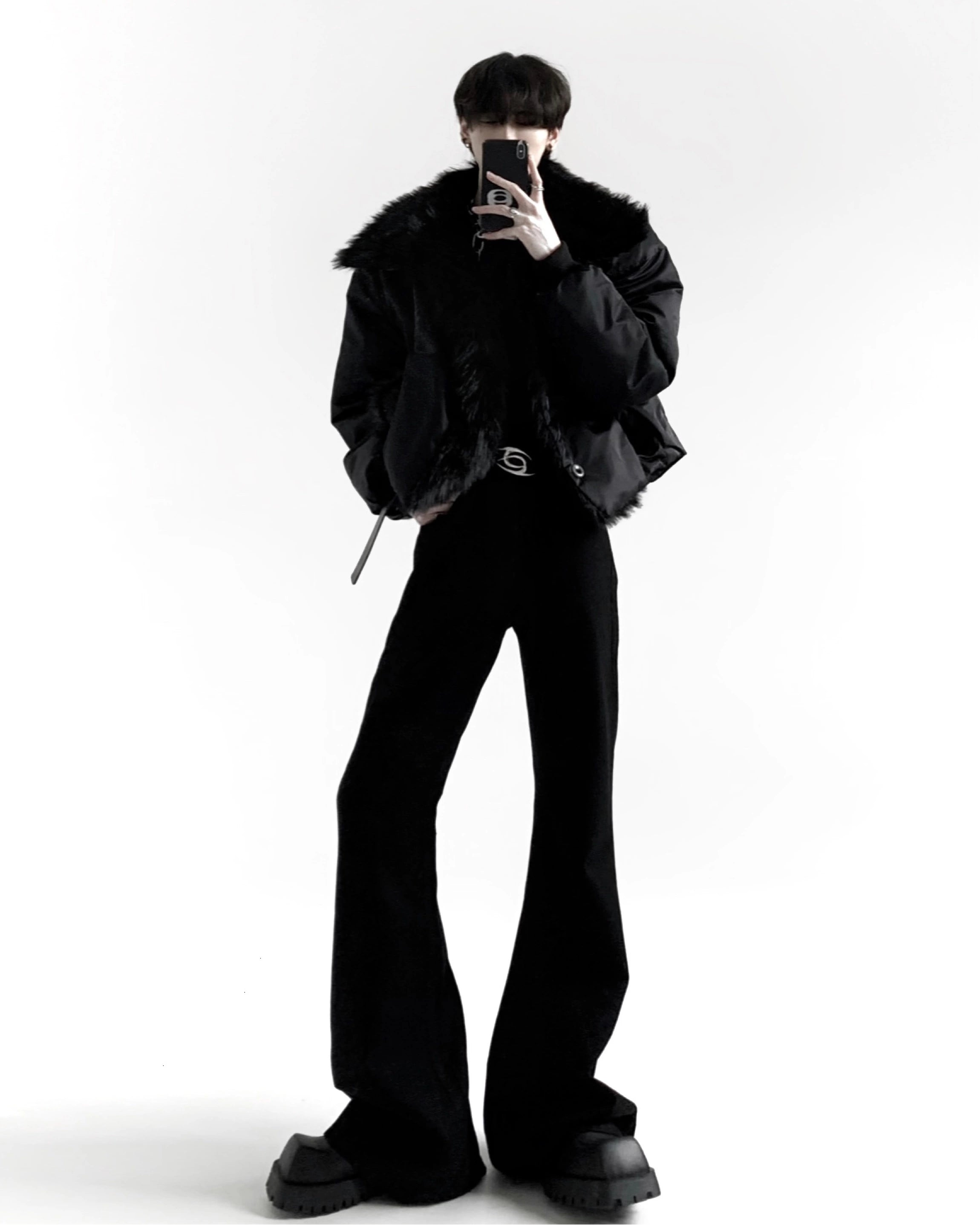 ブラックファーダウンジャケット Ot30040