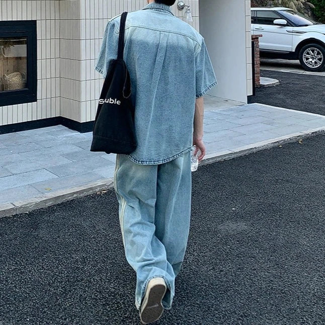 ラインデザインデニムセットアップ Ot4752