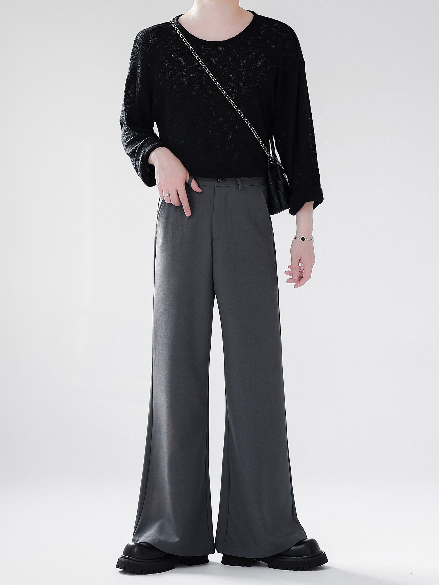 シンプルワイドレッグスラックス Ot11704