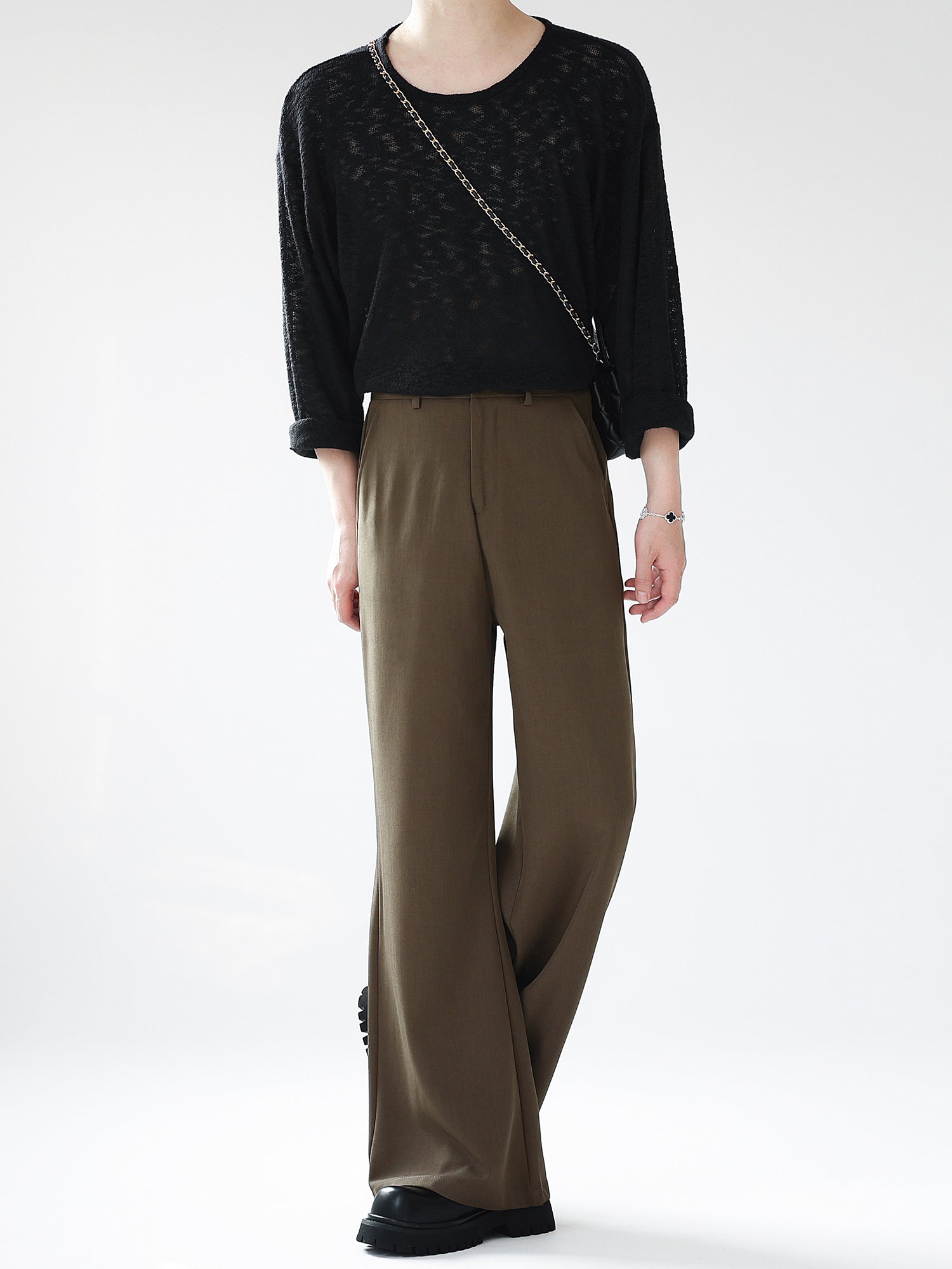 シンプルワイドレッグスラックス Ot11704