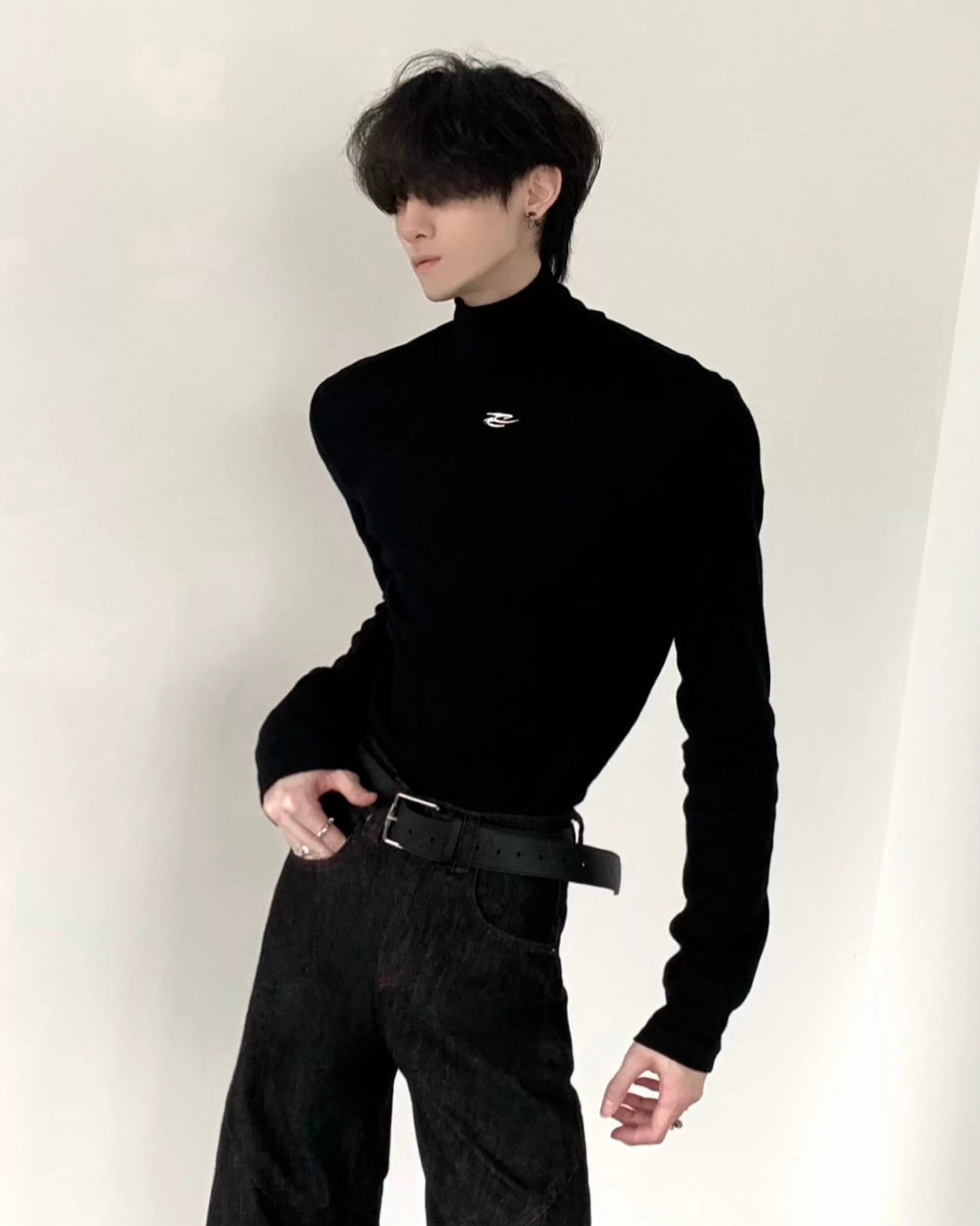 ワンポイントタートルニットトップス Ot20126