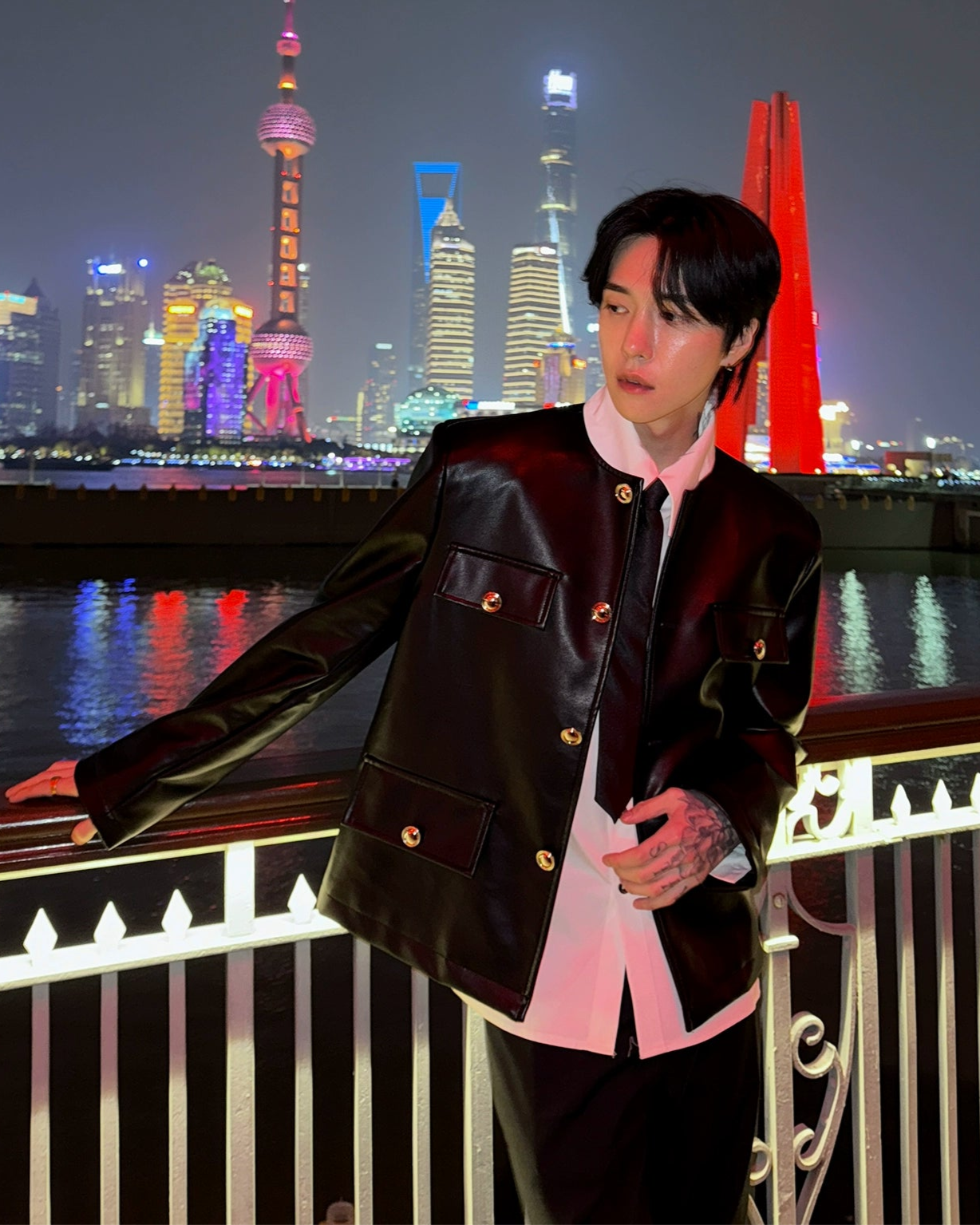 ノーカラーレザージャケット Ot30007