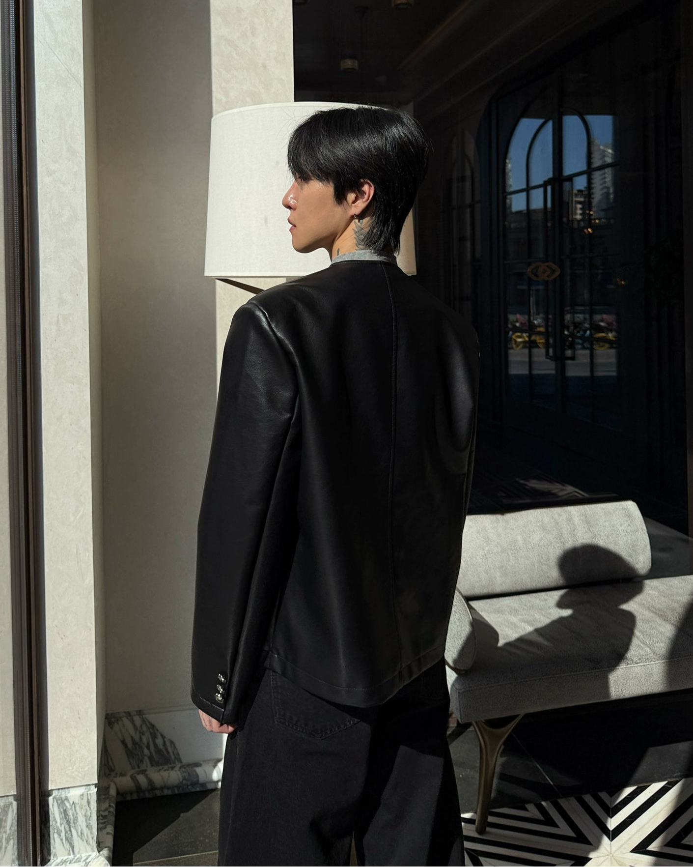 ノーカラーレザージャケット Ot30007