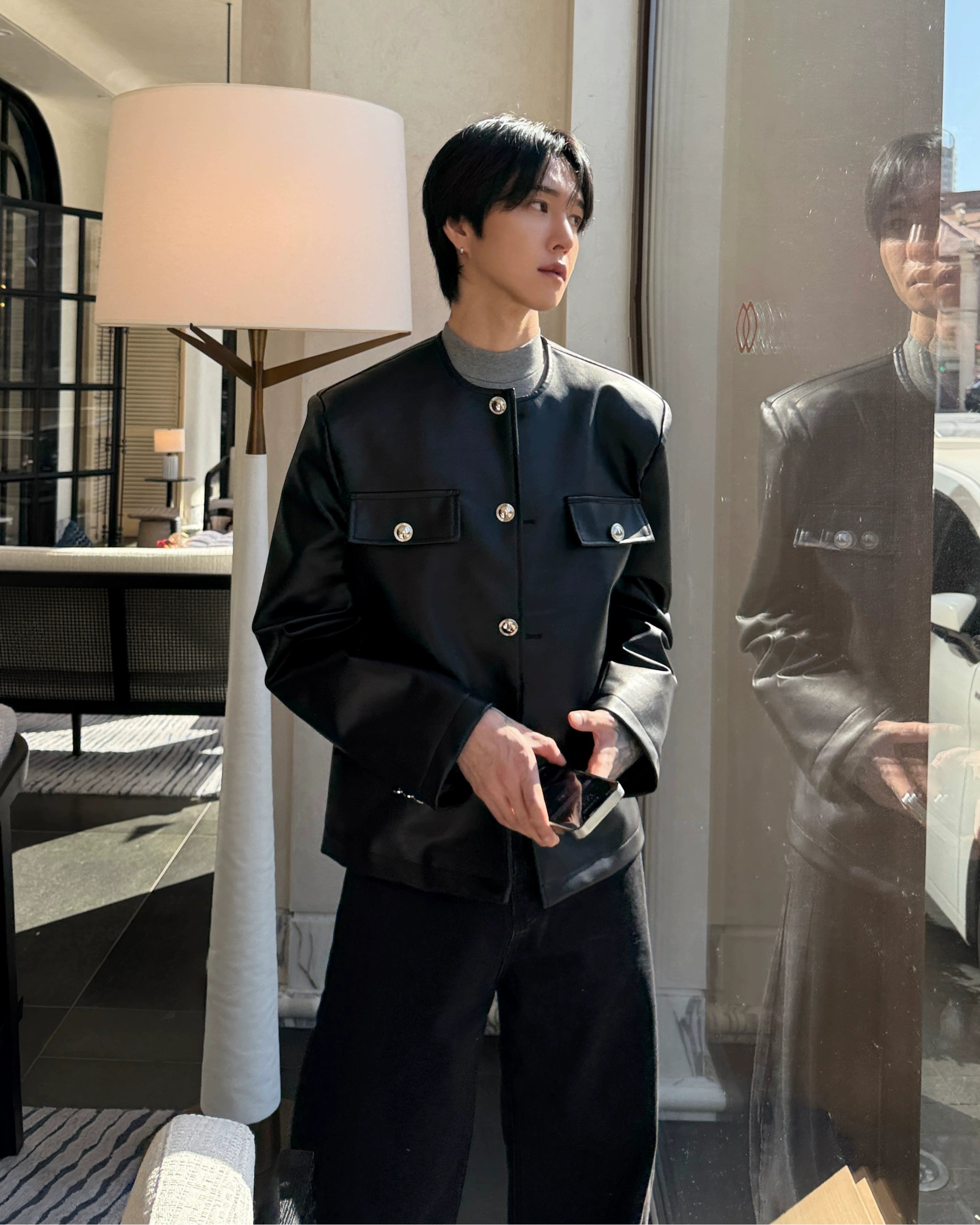 ノーカラーレザージャケット Ot30007