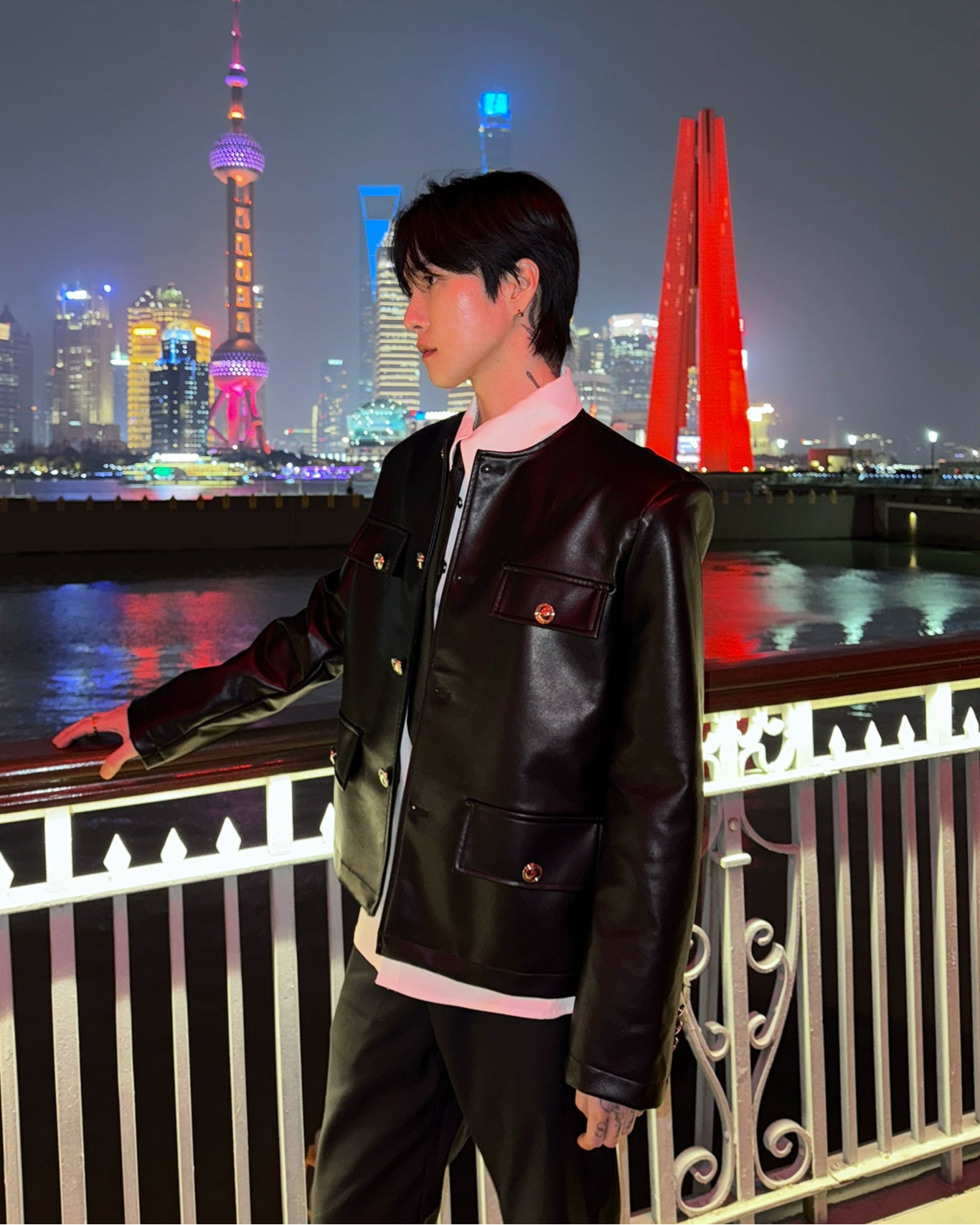 ノーカラーレザージャケット Ot30007