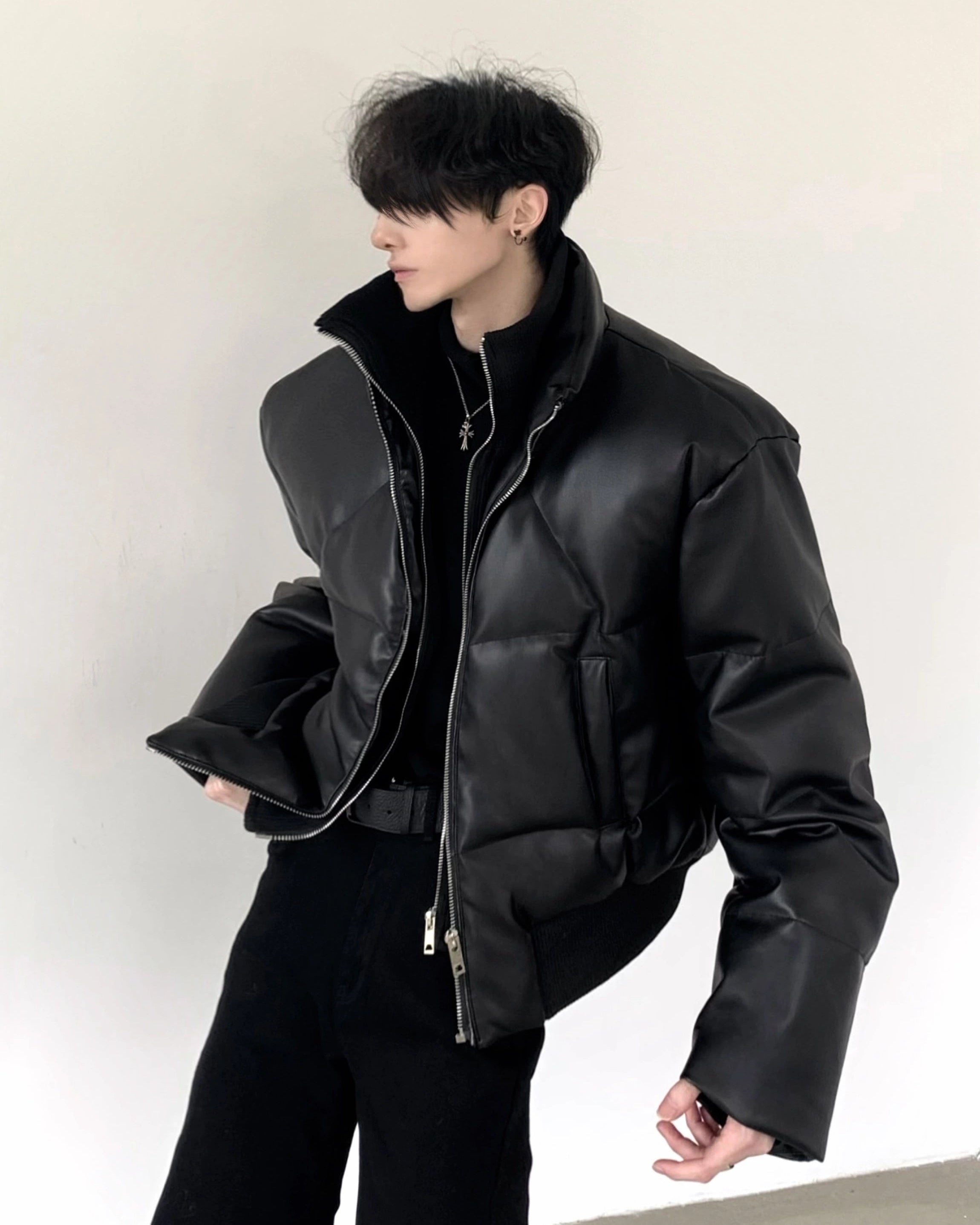 レザースタンドダウンジャケット Ot30039