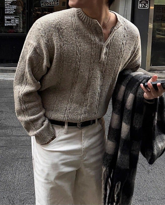 カジュアルヘンリーニットシャツ Ot20119