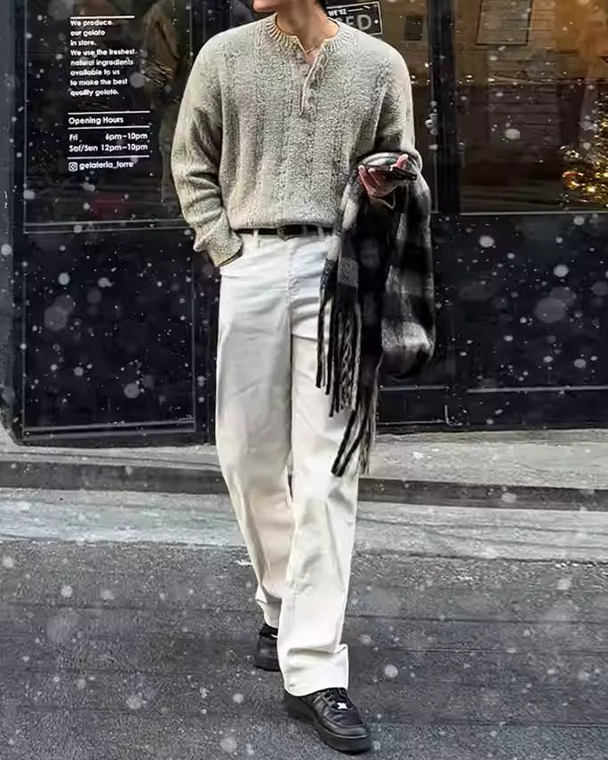 カジュアルヘンリーニットシャツ Ot20119