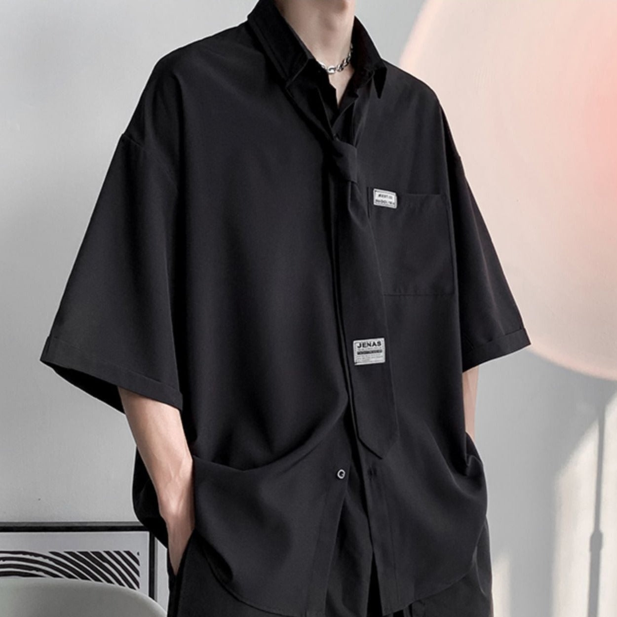 【3日間限定復活】ロゴデザインルーズネクタイシャツ Ot5199