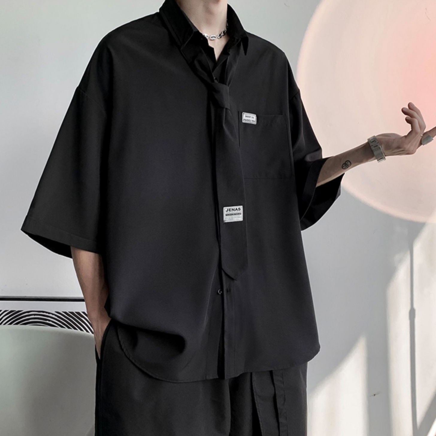 【3日間限定復活】ロゴデザインルーズネクタイシャツ Ot5199