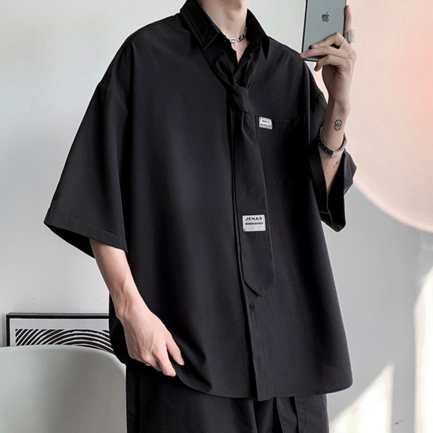 【3日間限定復活】ロゴデザインルーズネクタイシャツ Ot5199