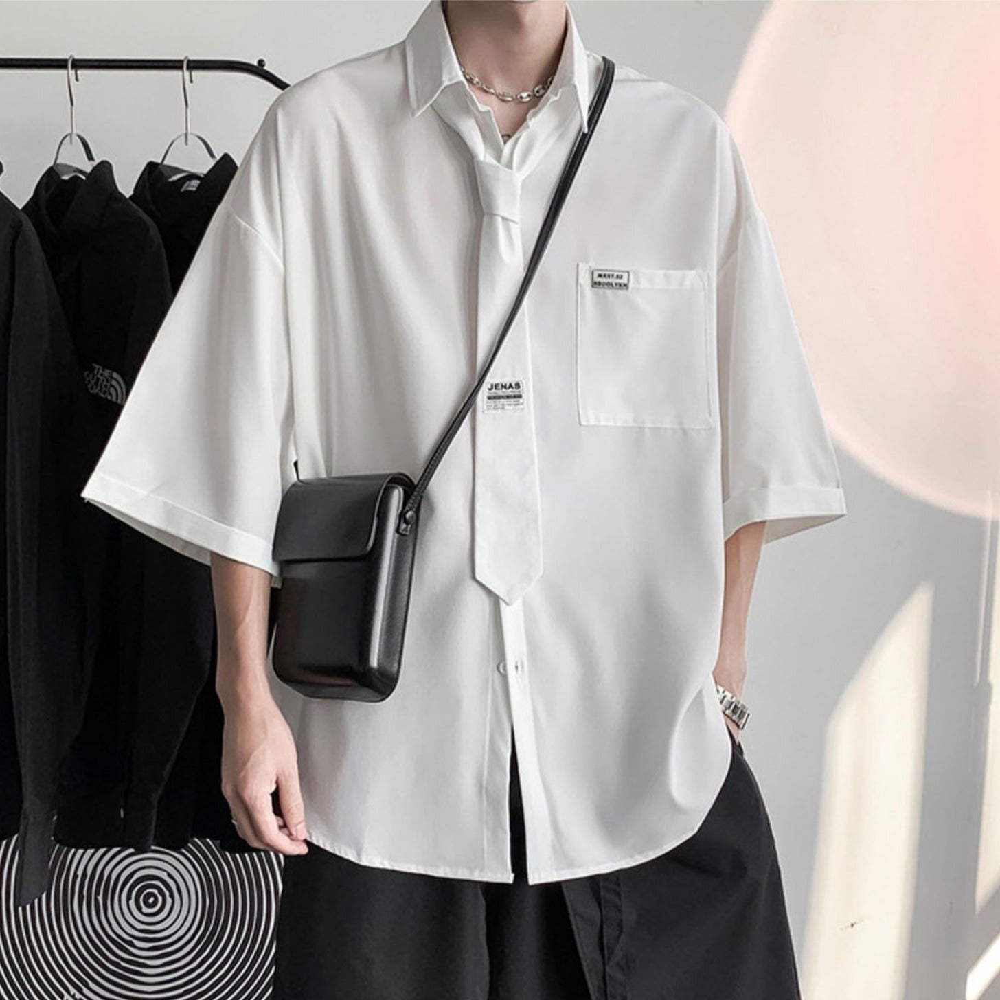 【3日間限定復活】ロゴデザインルーズネクタイシャツ Ot5199