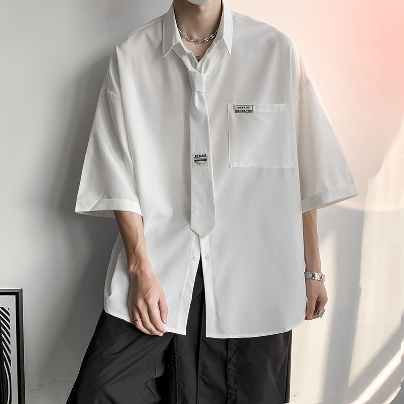 【3日間限定復活】ロゴデザインルーズネクタイシャツ Ot5199