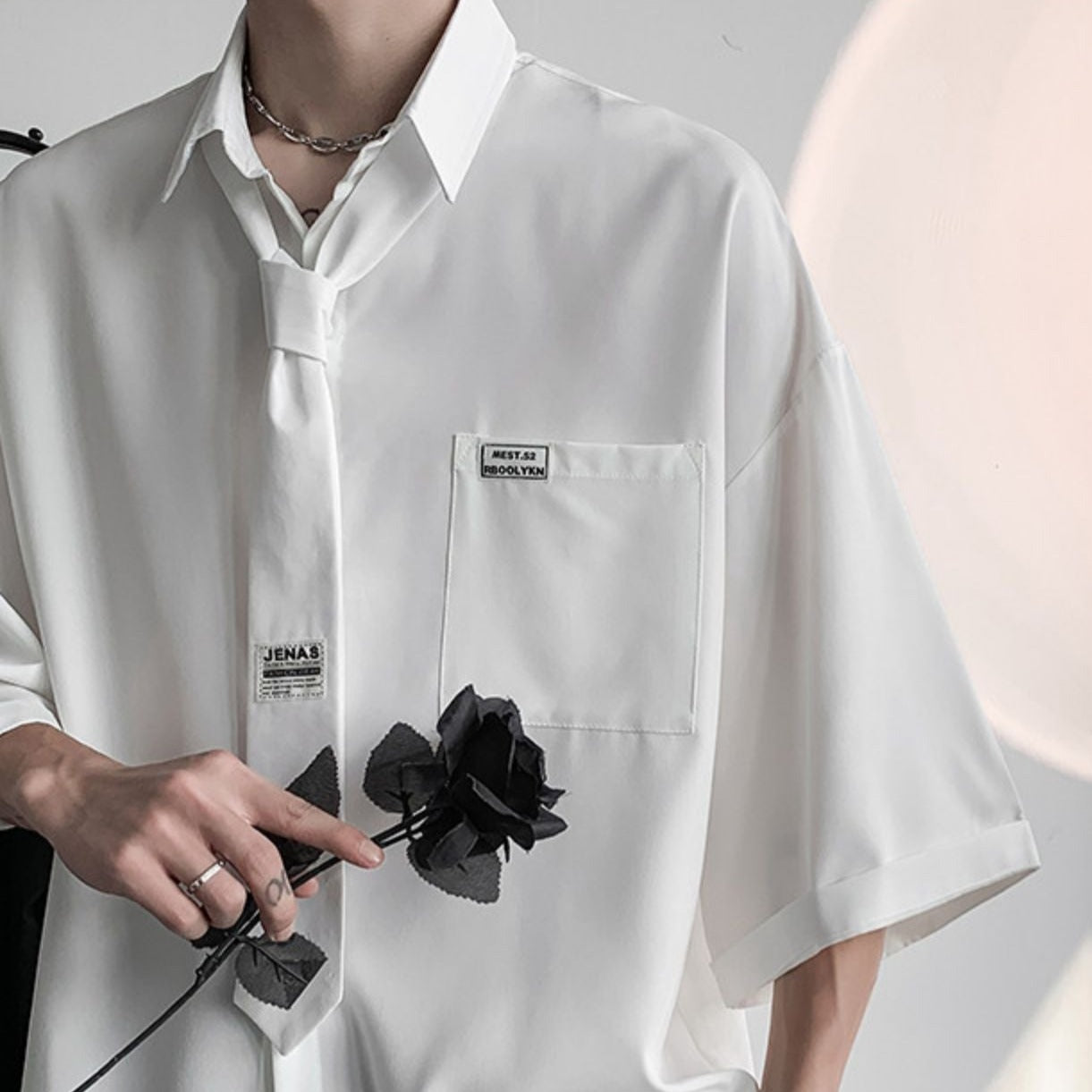 【3日間限定復活】ロゴデザインルーズネクタイシャツ Ot5199