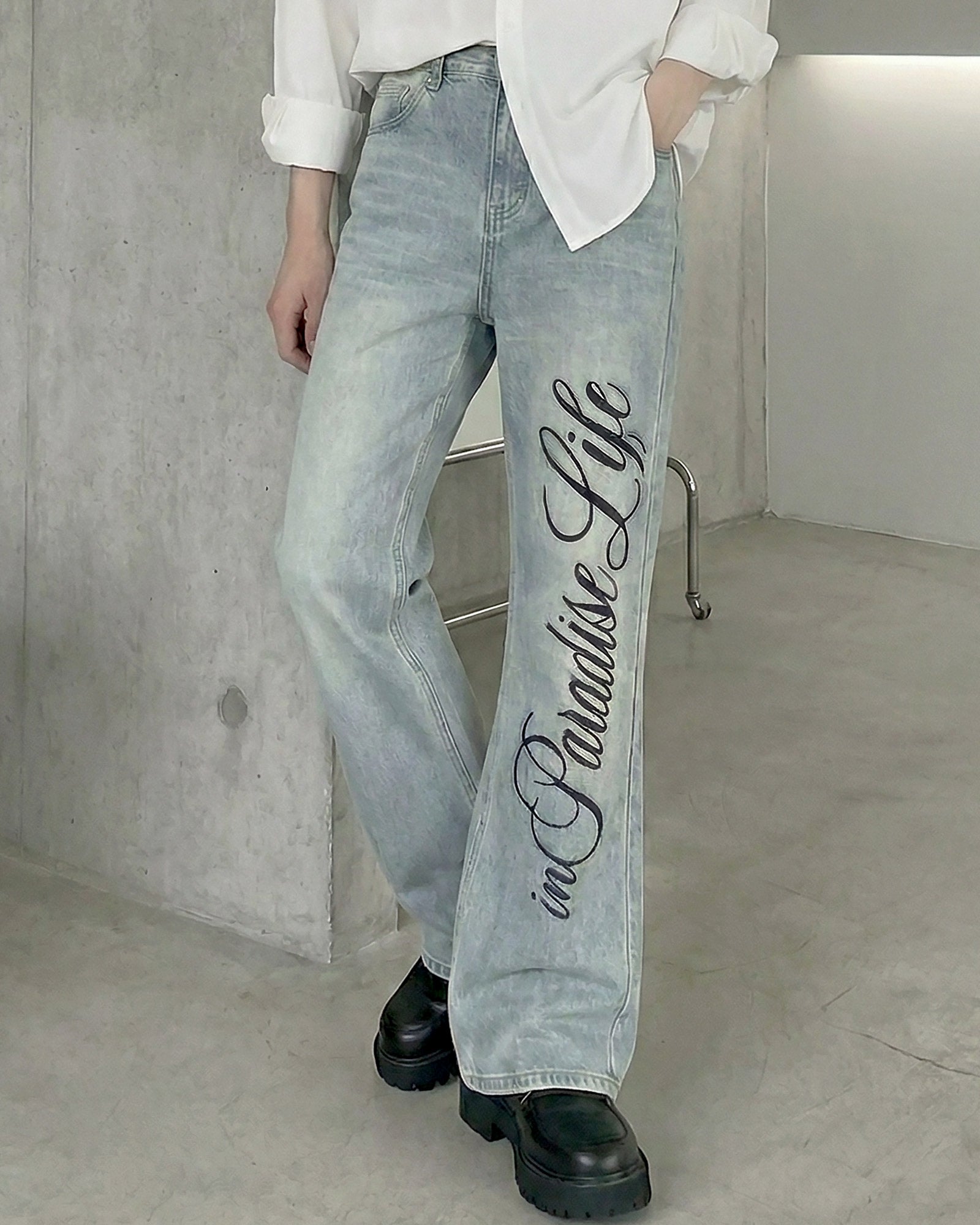 レタリングロゴフレアデニム Ot11736