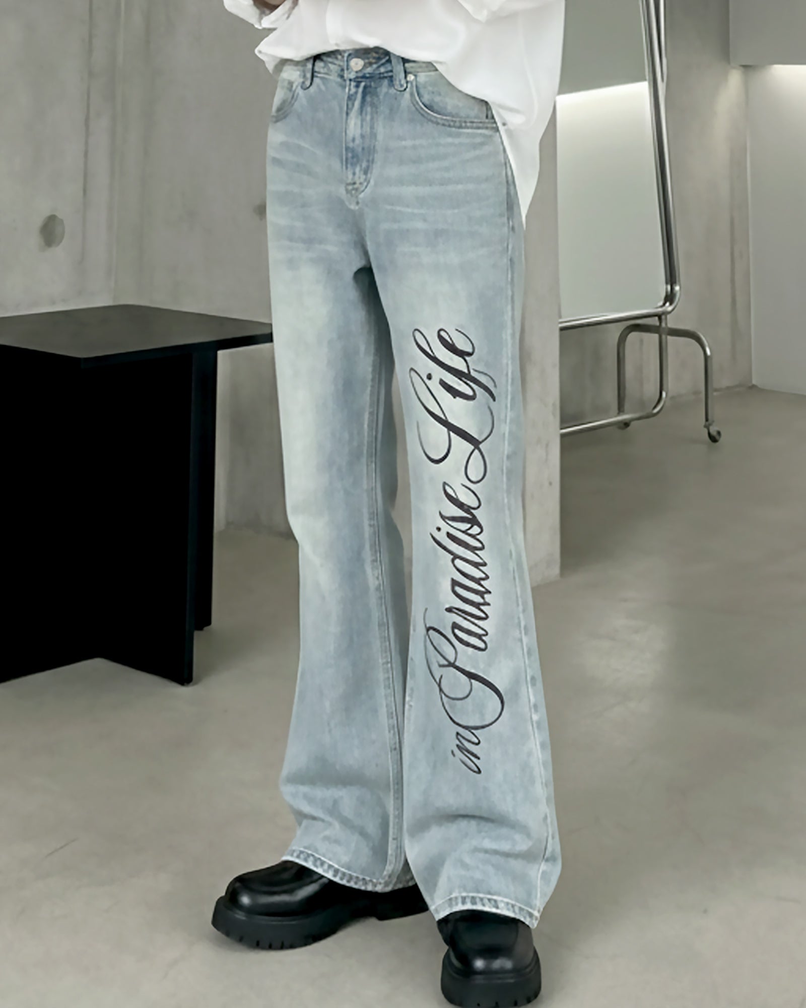 レタリングロゴフレアデニム Ot11736