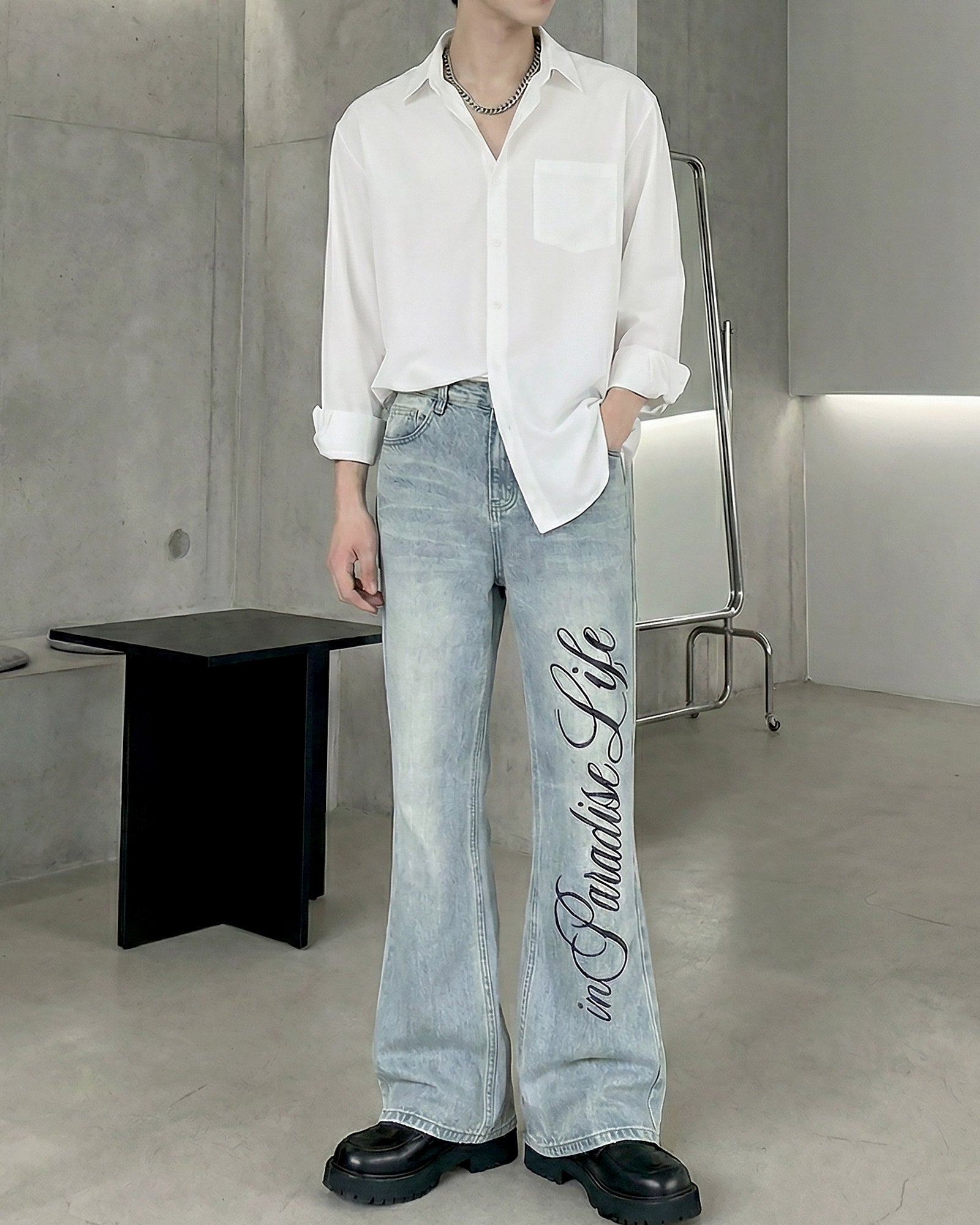 レタリングロゴフレアデニム Ot11736