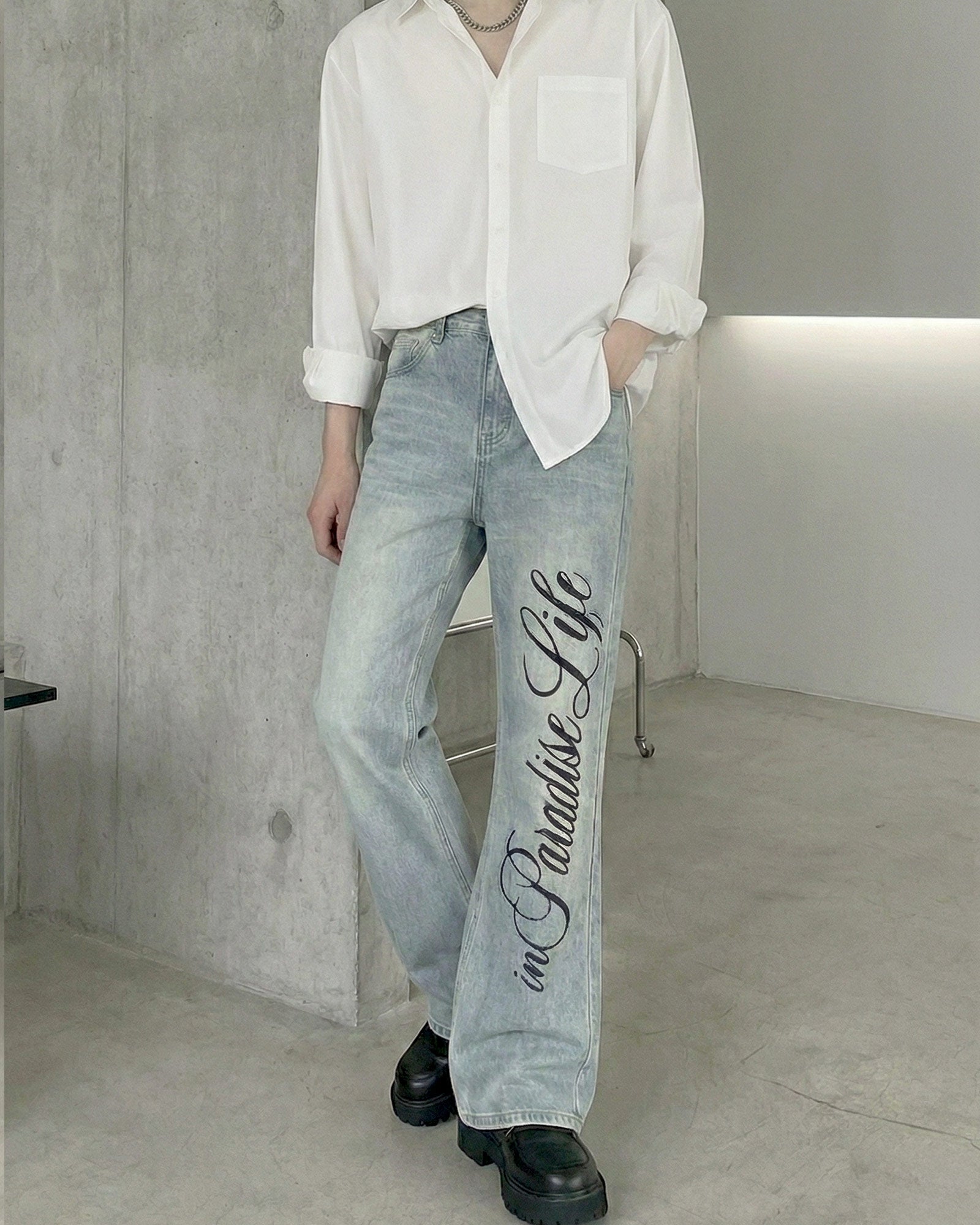 レタリングロゴフレアデニム Ot11736