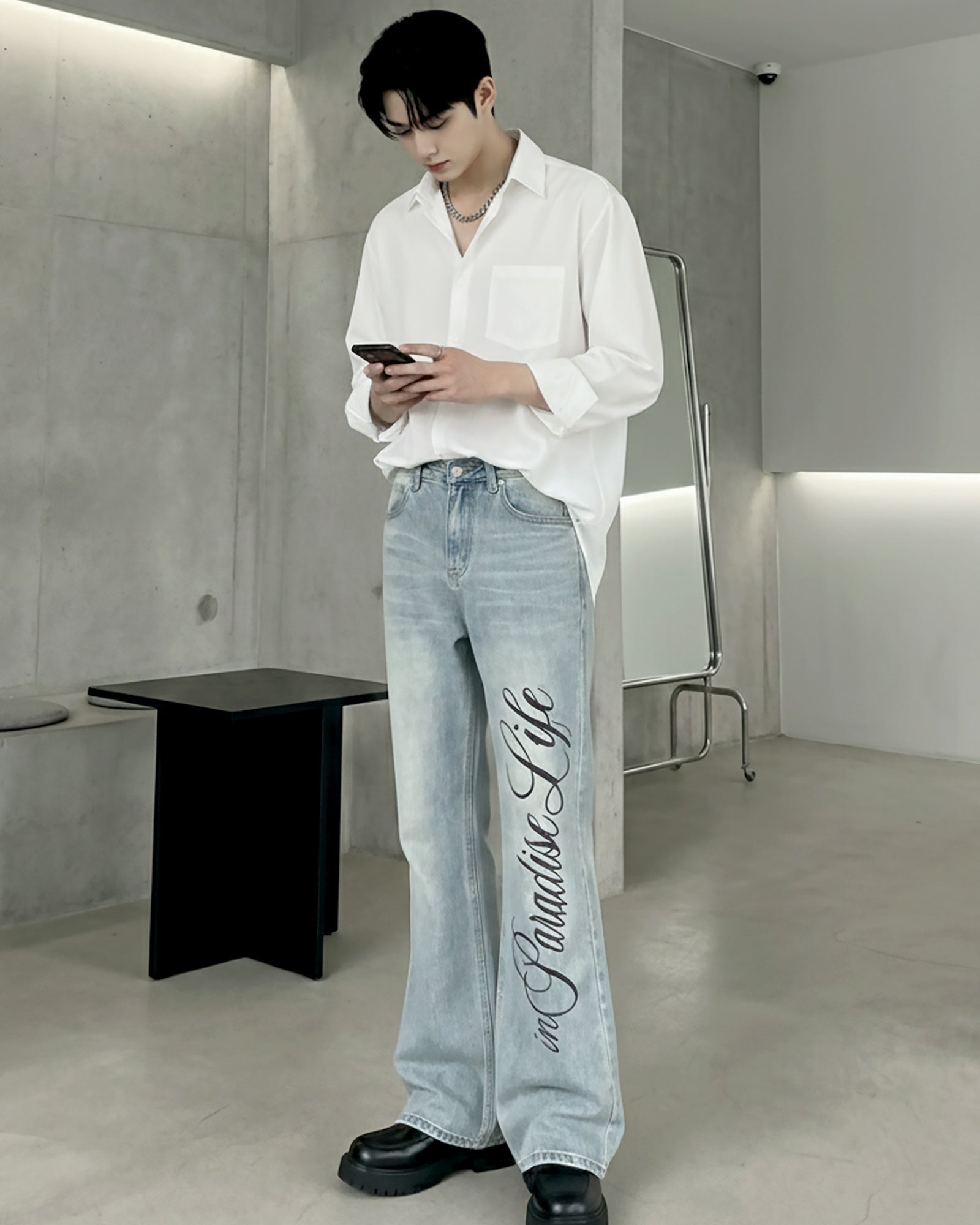 レタリングロゴフレアデニム Ot11736