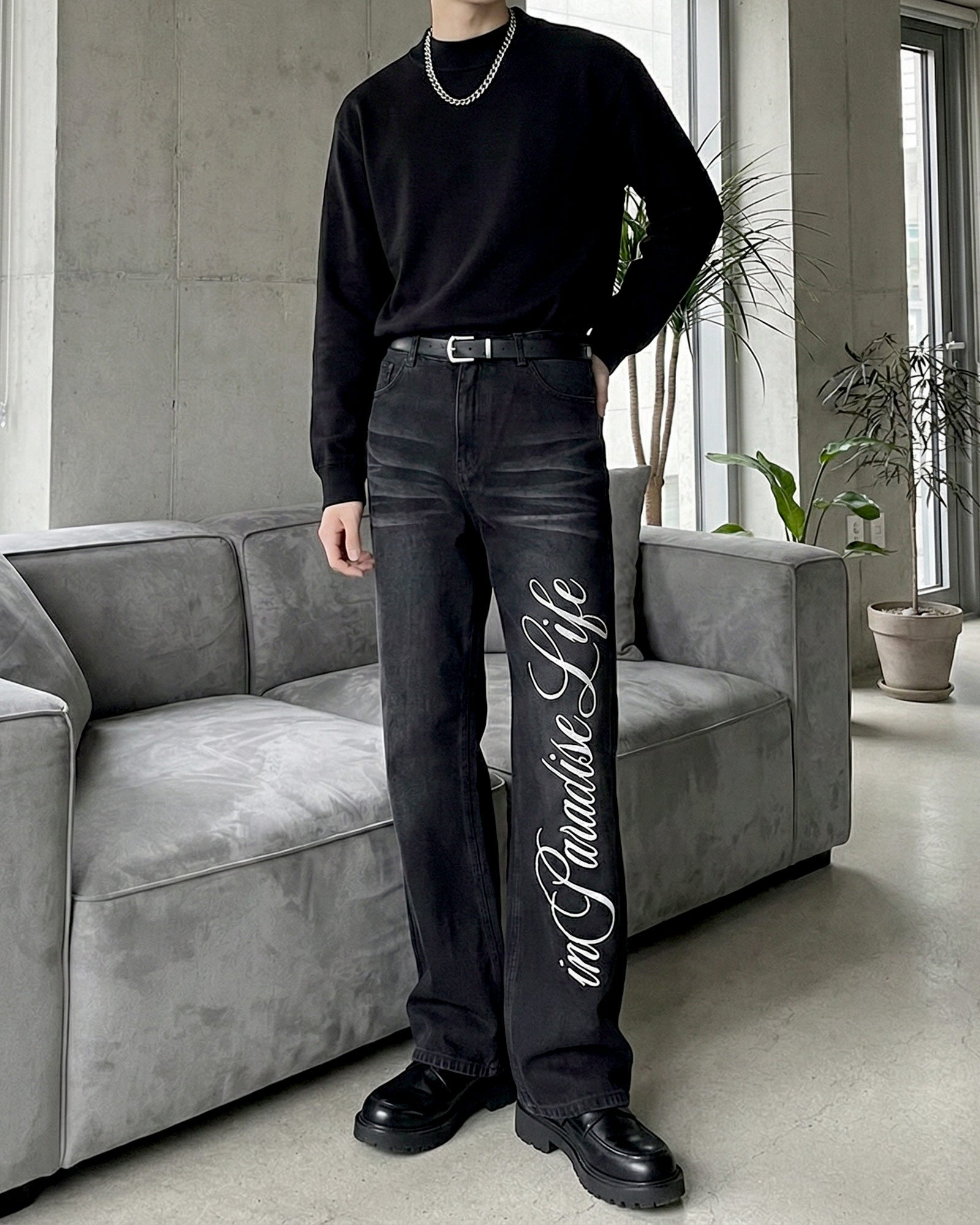 レタリングロゴフレアデニム Ot11736