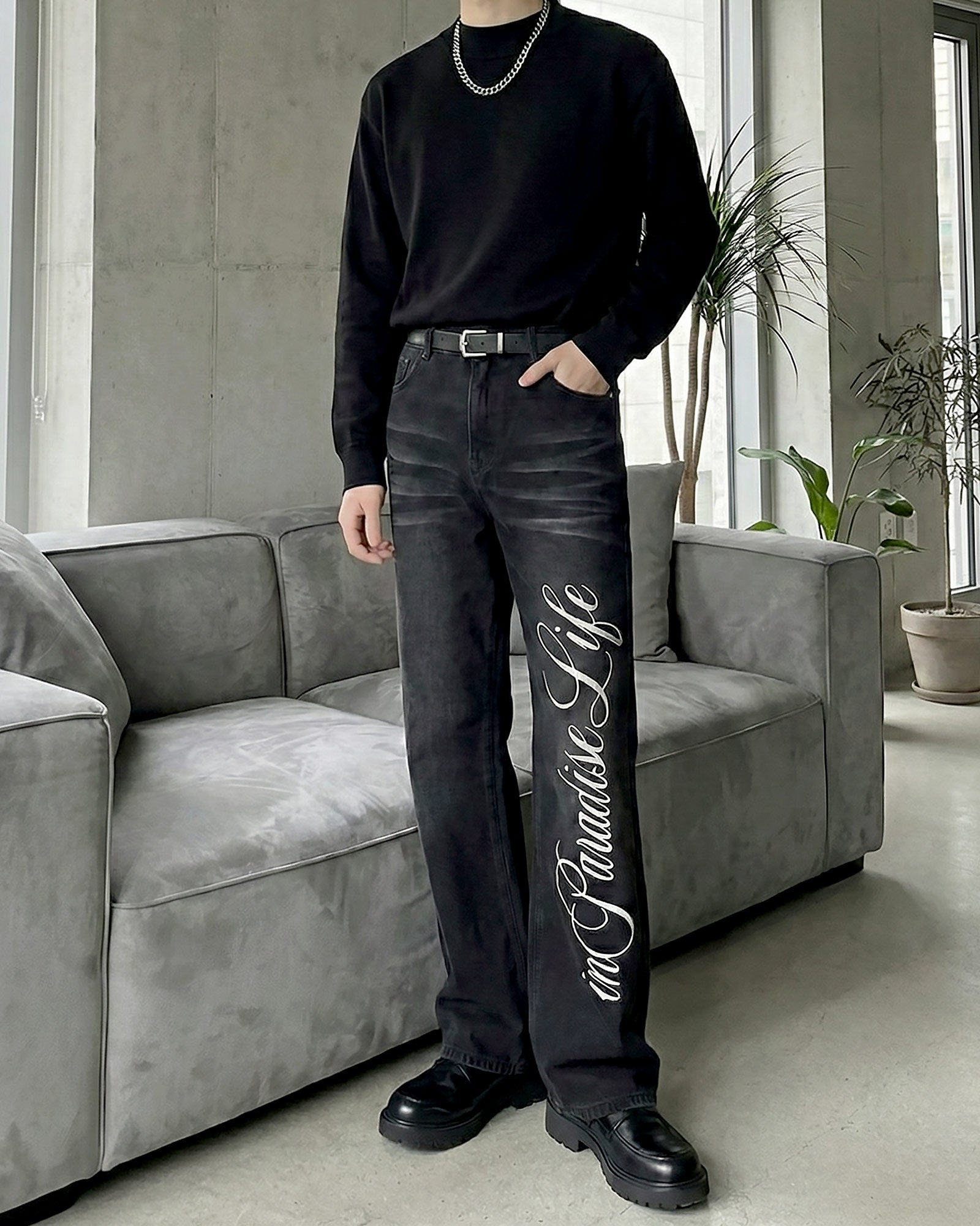 レタリングロゴフレアデニム Ot11736