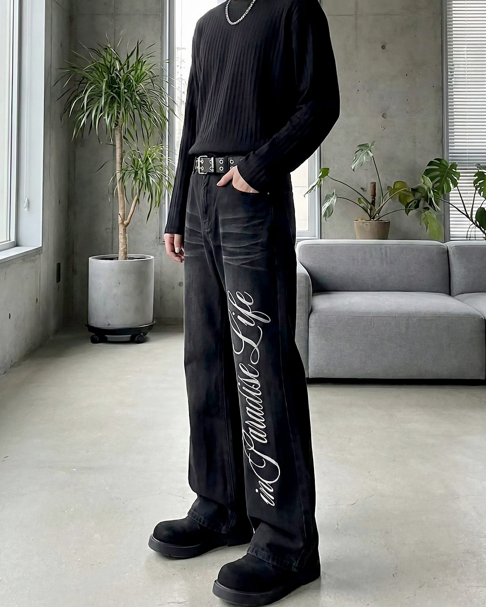 レタリングロゴフレアデニム Ot11736