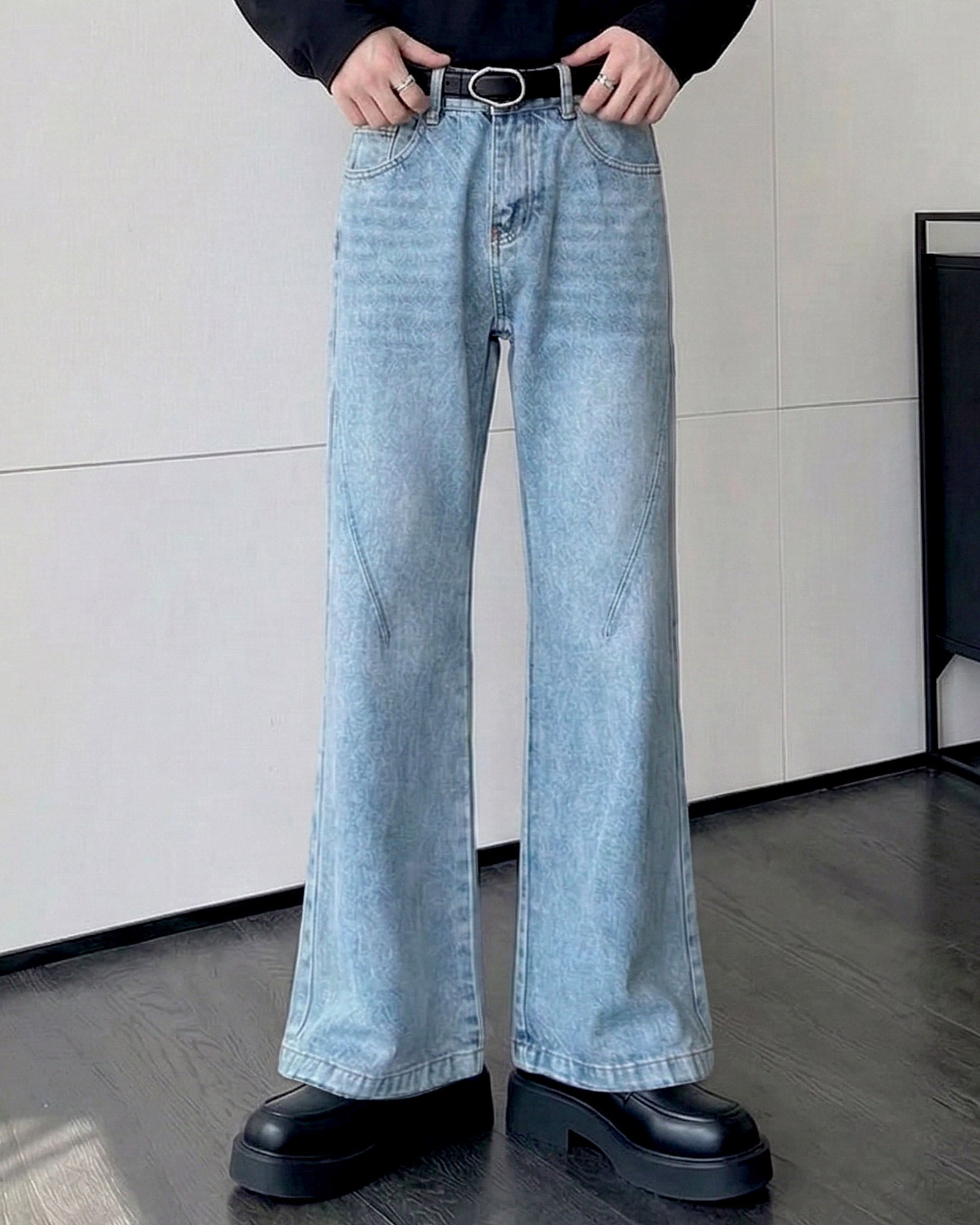 【Swag】【OPIUM】RYE CHASIN シルバーコーティングフレアデニム RYE CHASIN Studs Denim Pants – SELFISH