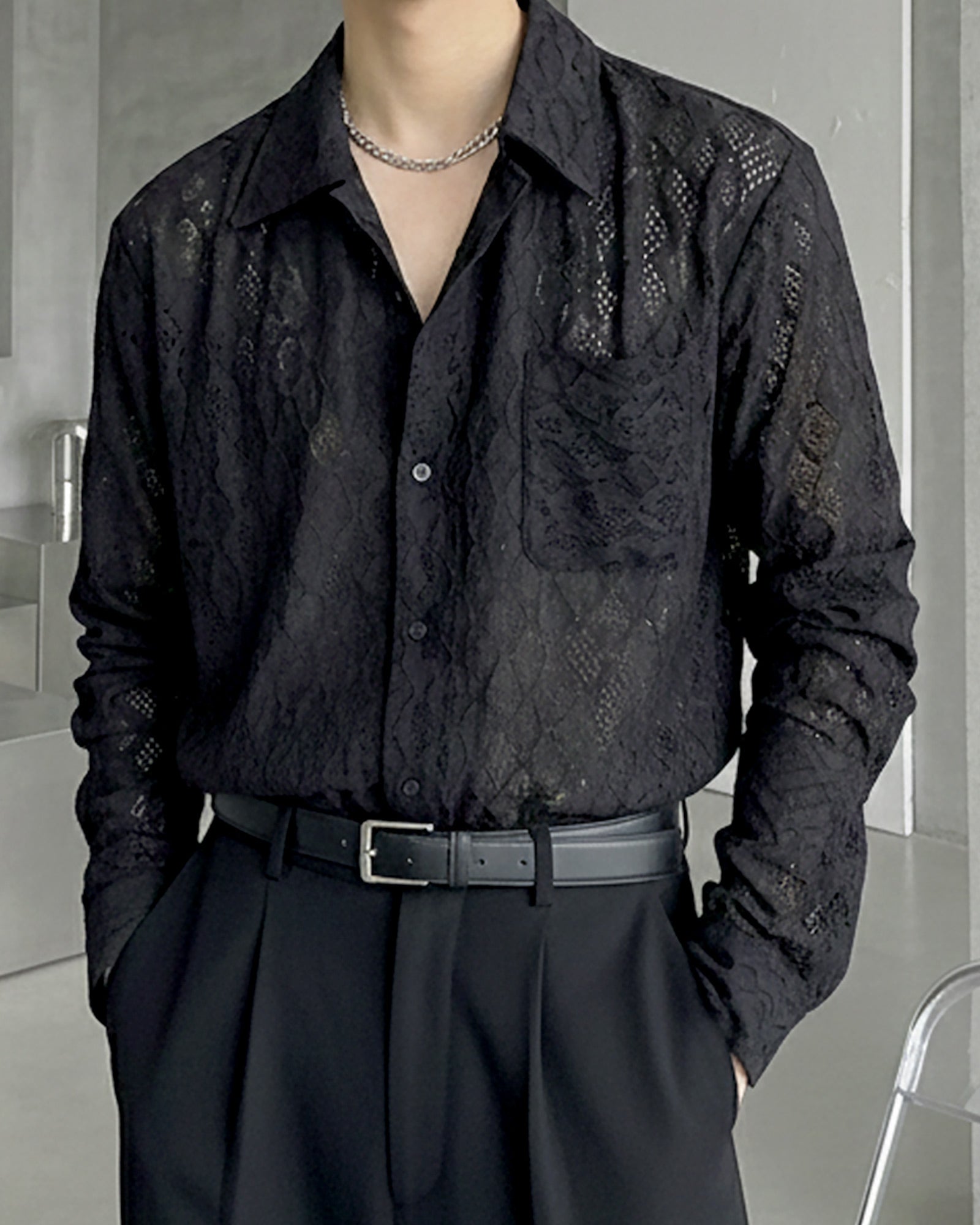 シアーメッシュモードシャツ Ot20131