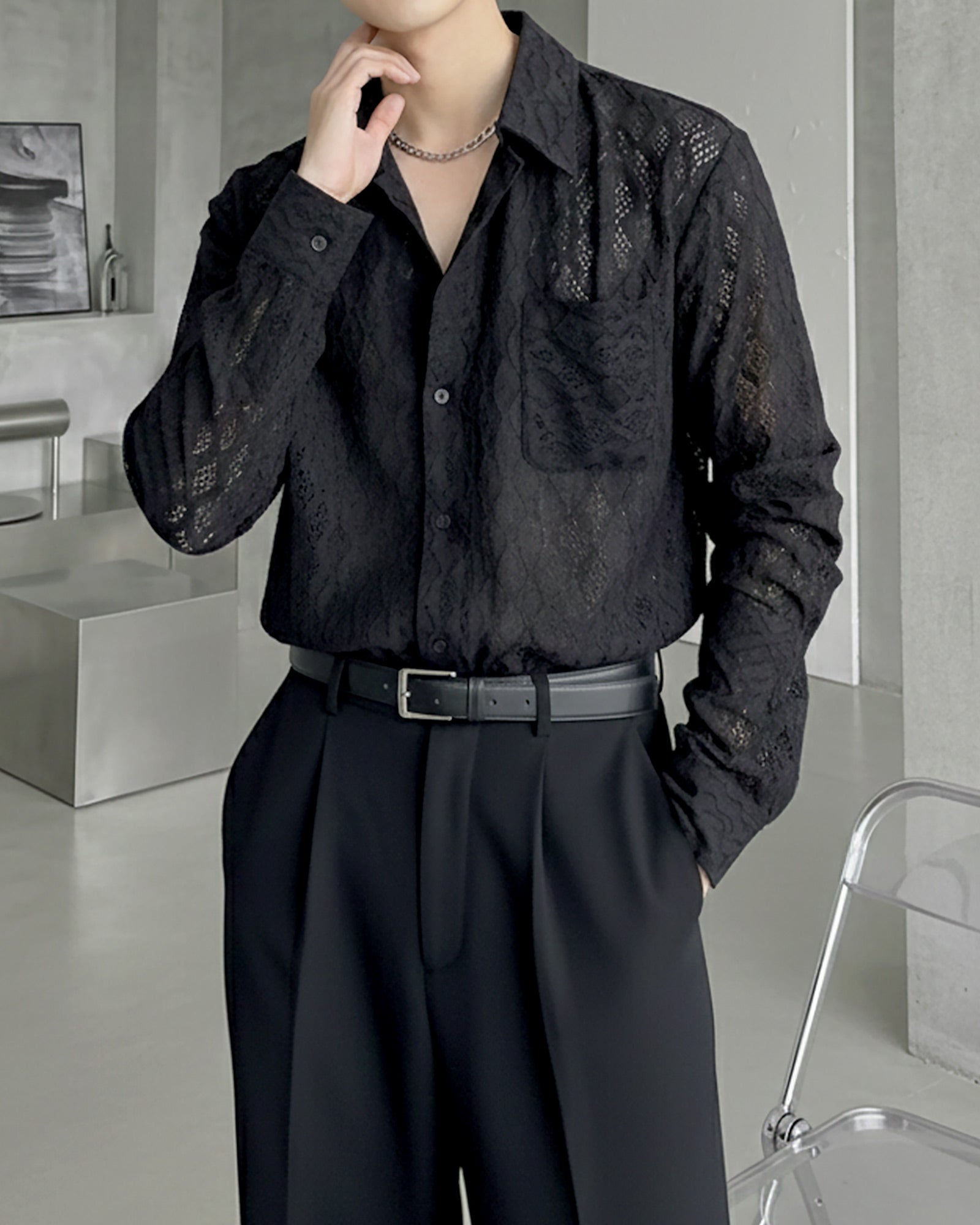 シアーメッシュモードシャツ Ot20131