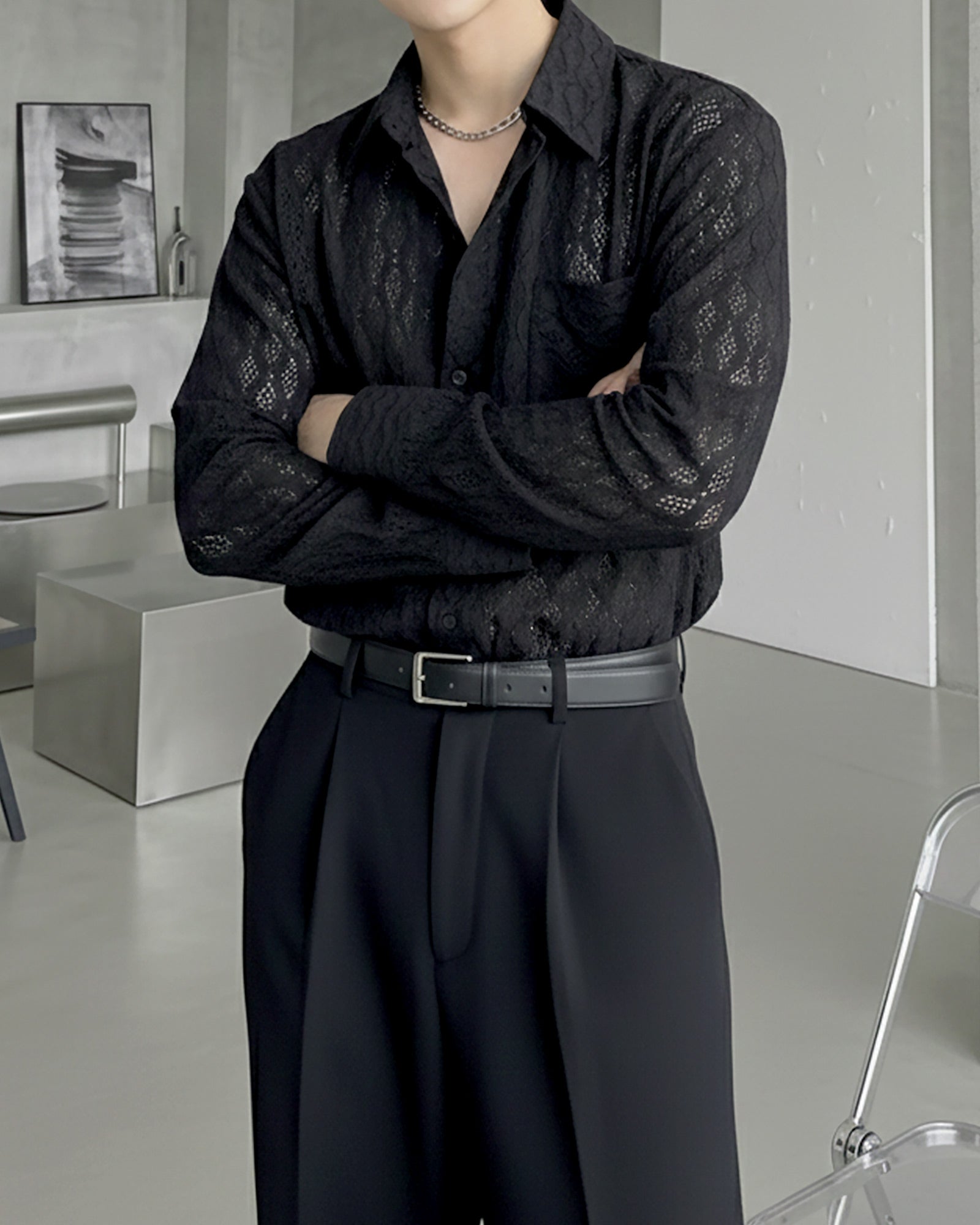 シアーメッシュモードシャツ Ot20131