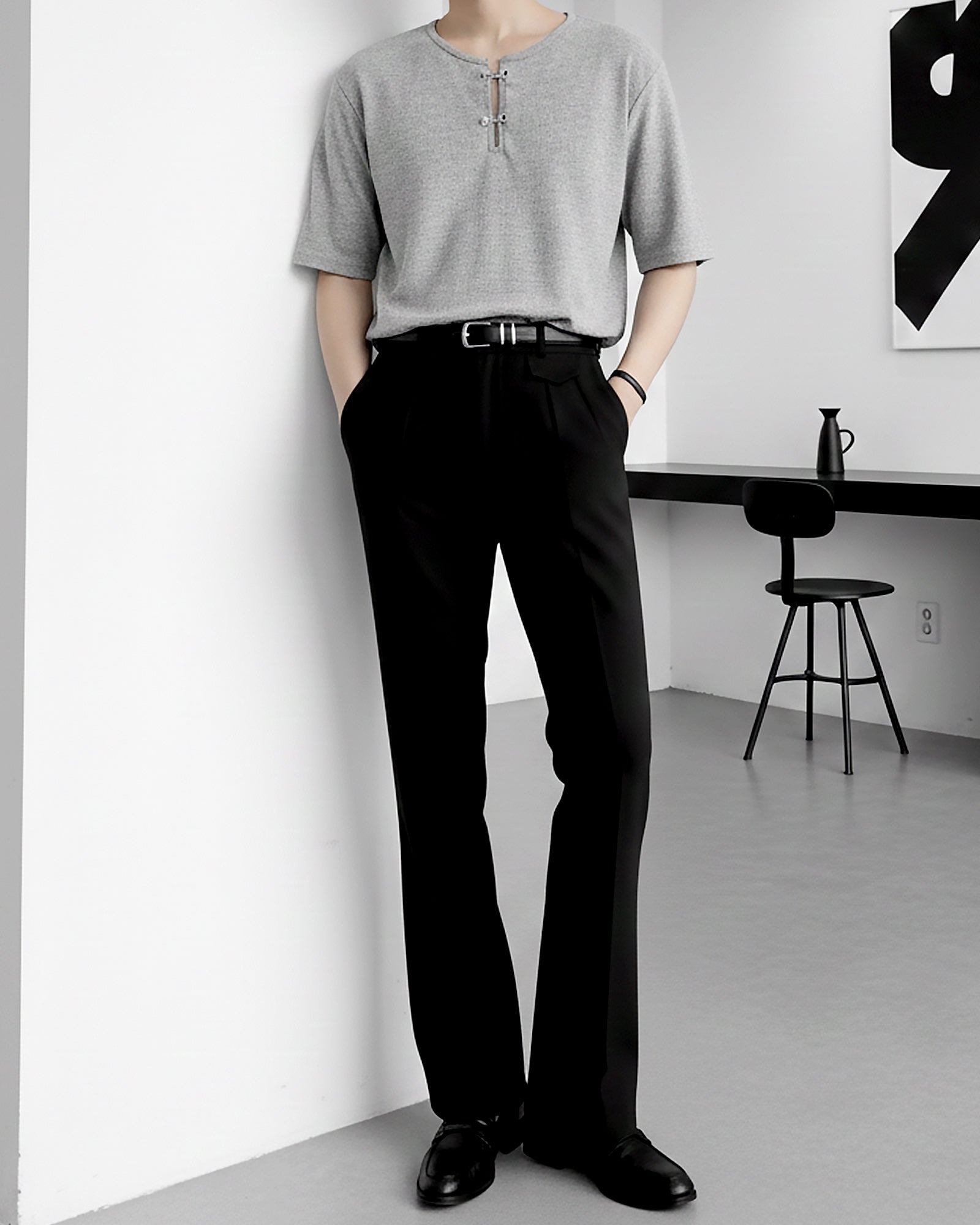 フロントホックスリットネックトップス Ot20135