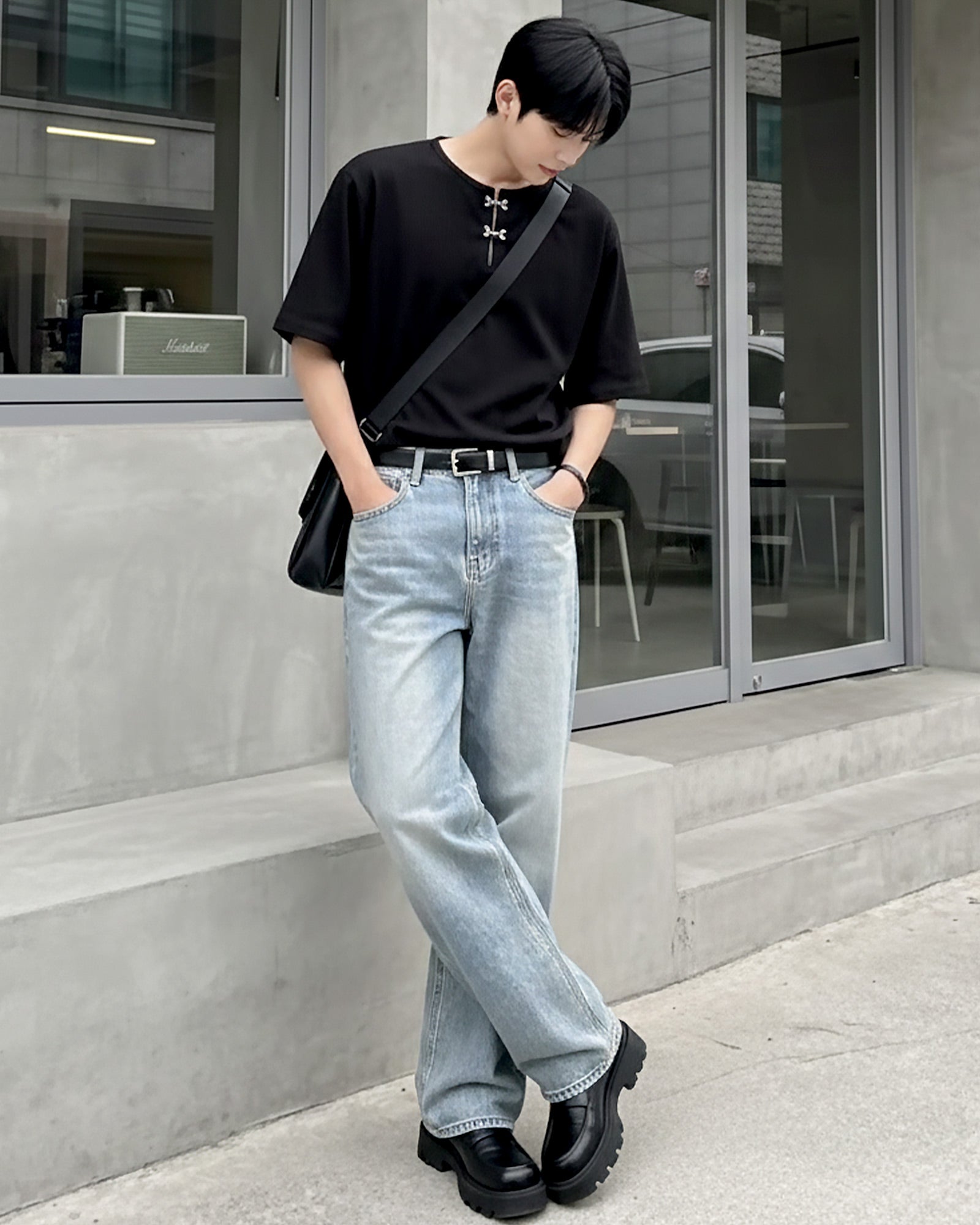 フロントホックスリットネックトップス Ot20135